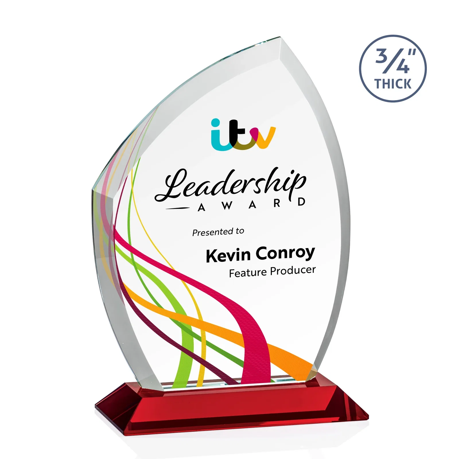 Customized Starfire Crystal Peak Award on Eight-Color Mitered Base for sales achievement awards