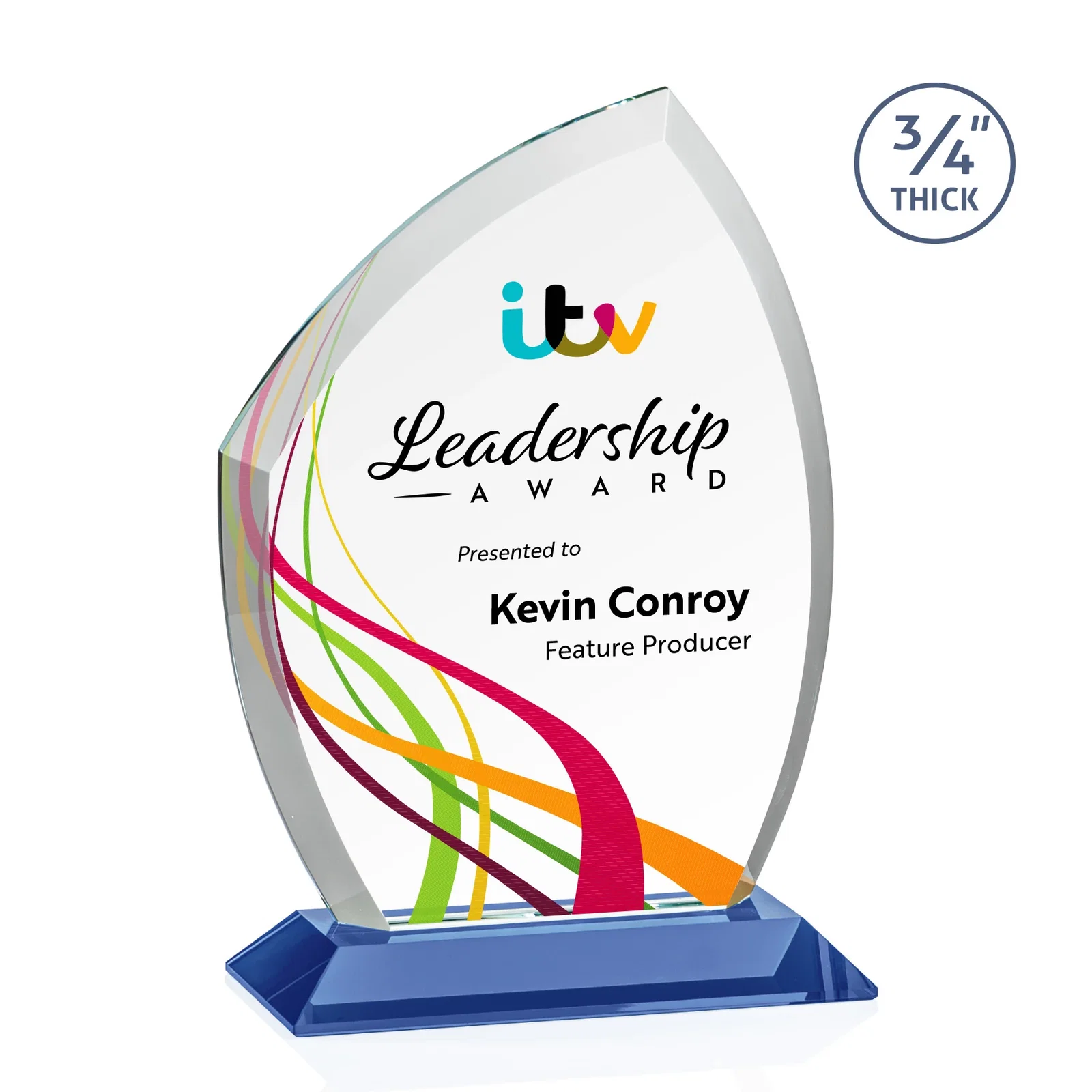 Customized Starfire Crystal Peak Award on Eight-Color Mitered Base for graduation ceremonies