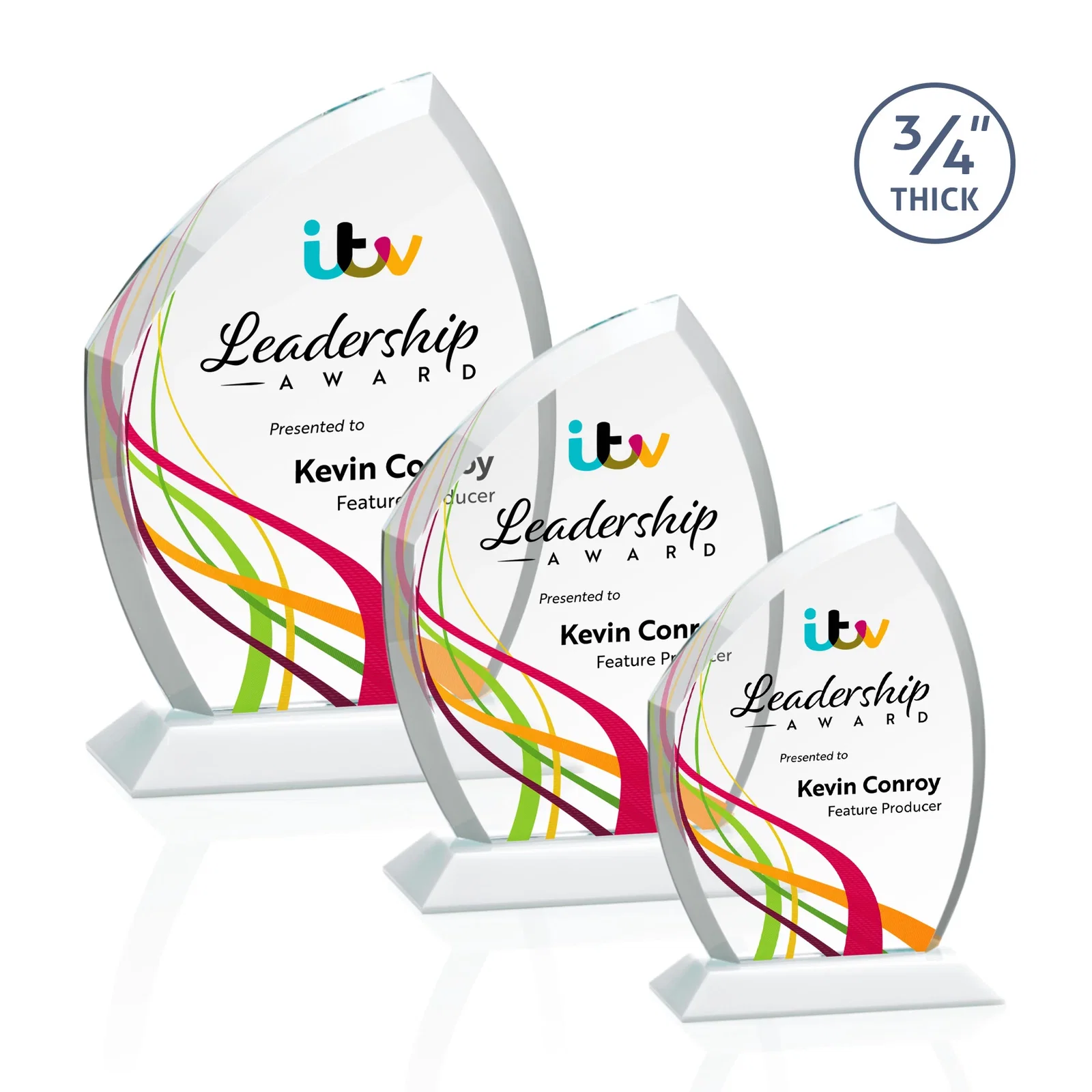 Customized Starfire Crystal Peak Award on Eight-Color Mitered Base for safety achievement programs