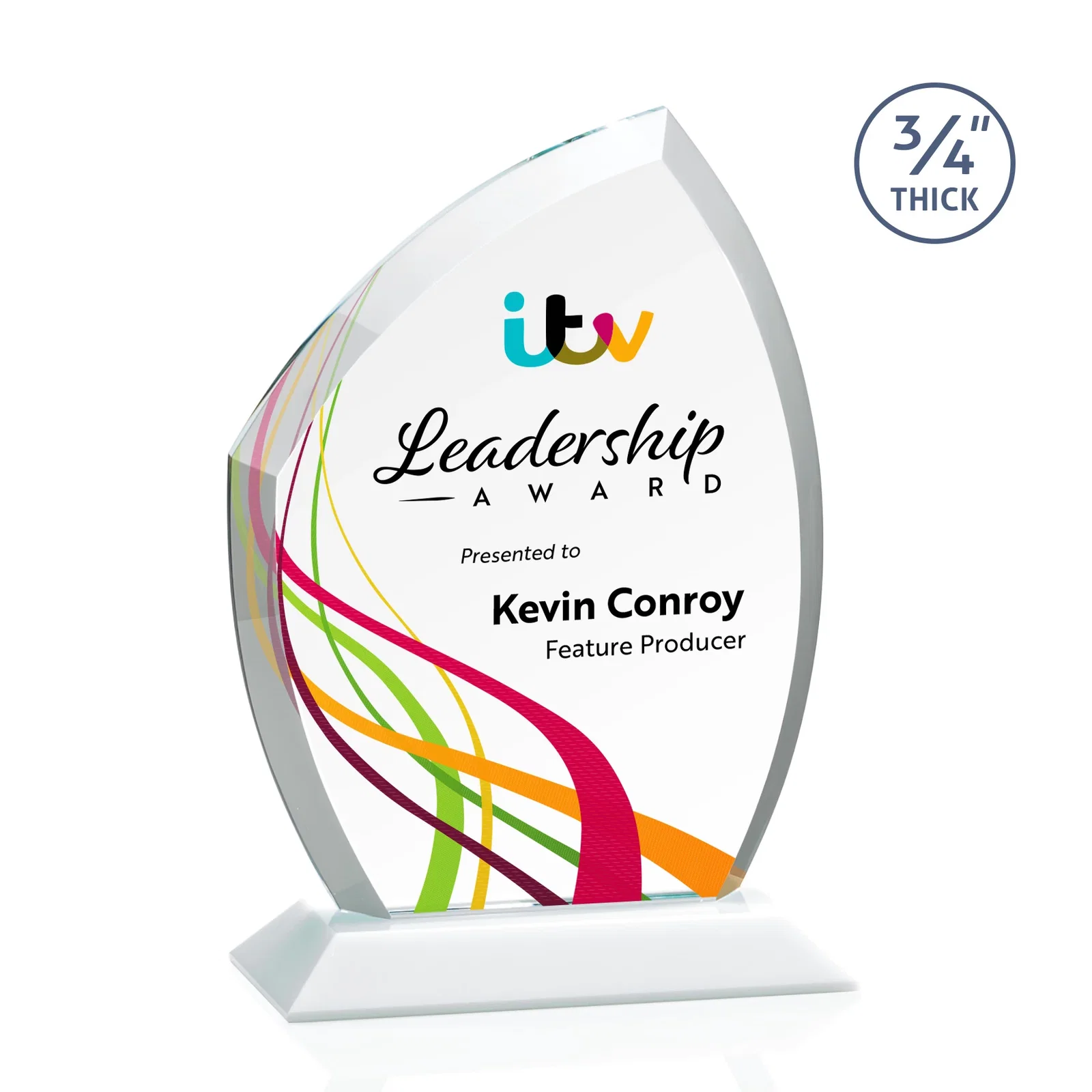 Customized Starfire Crystal Peak Award on Eight-Color Mitered Base for dealer and partner awards
