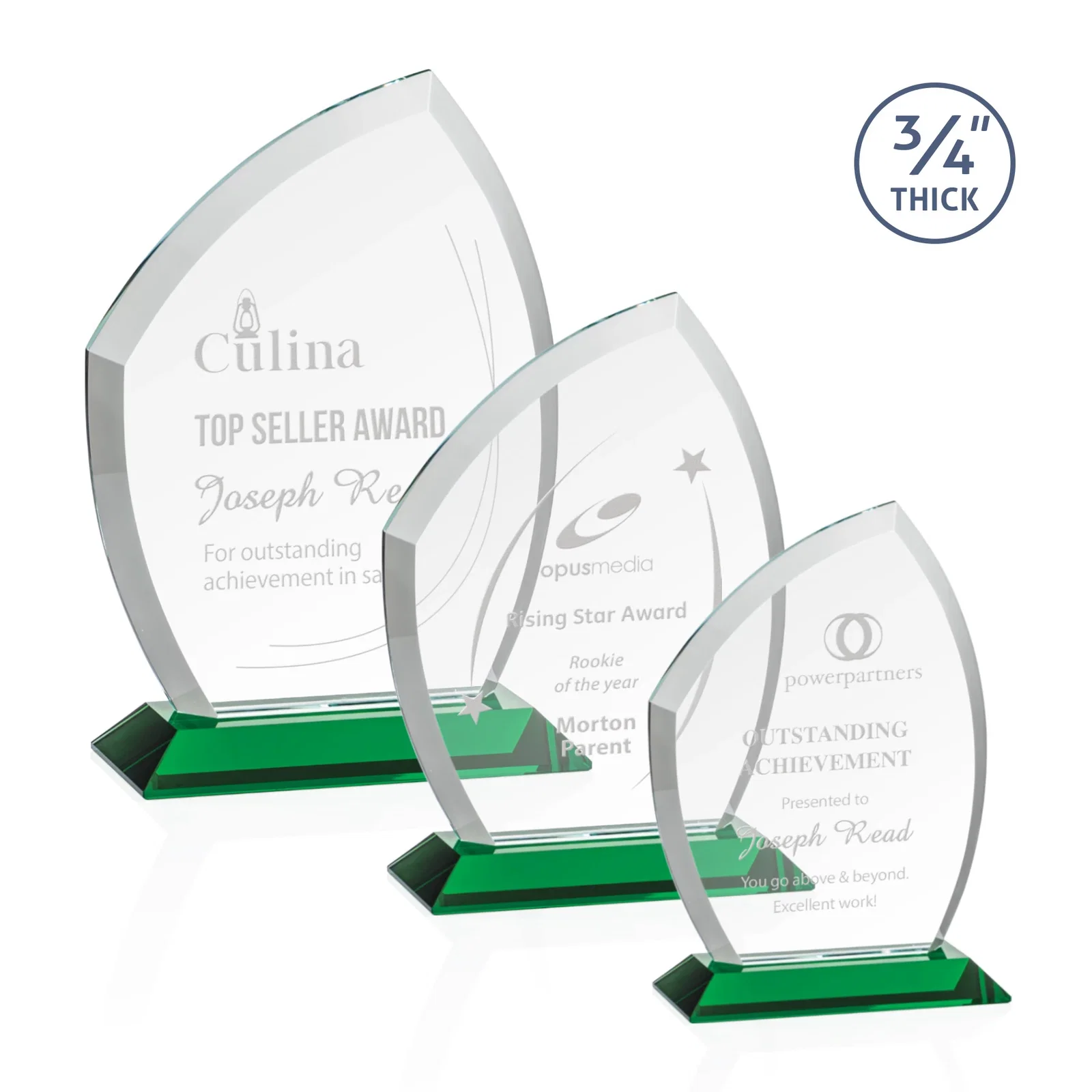 Custom Starfire Crystal Peak Award on Eight-Color Mitered Base for safety achievement programs