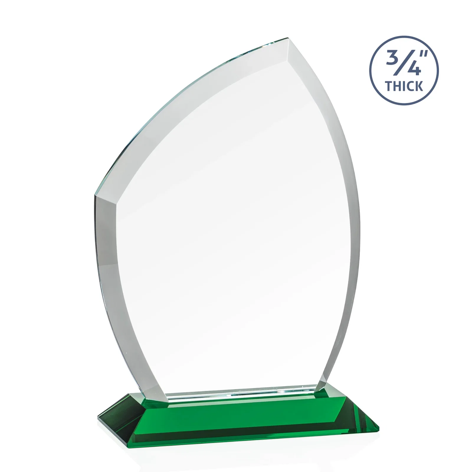 Personalized Starfire Crystal Peak Award on Eight-Color Mitered Base, with your logo for employee recognition