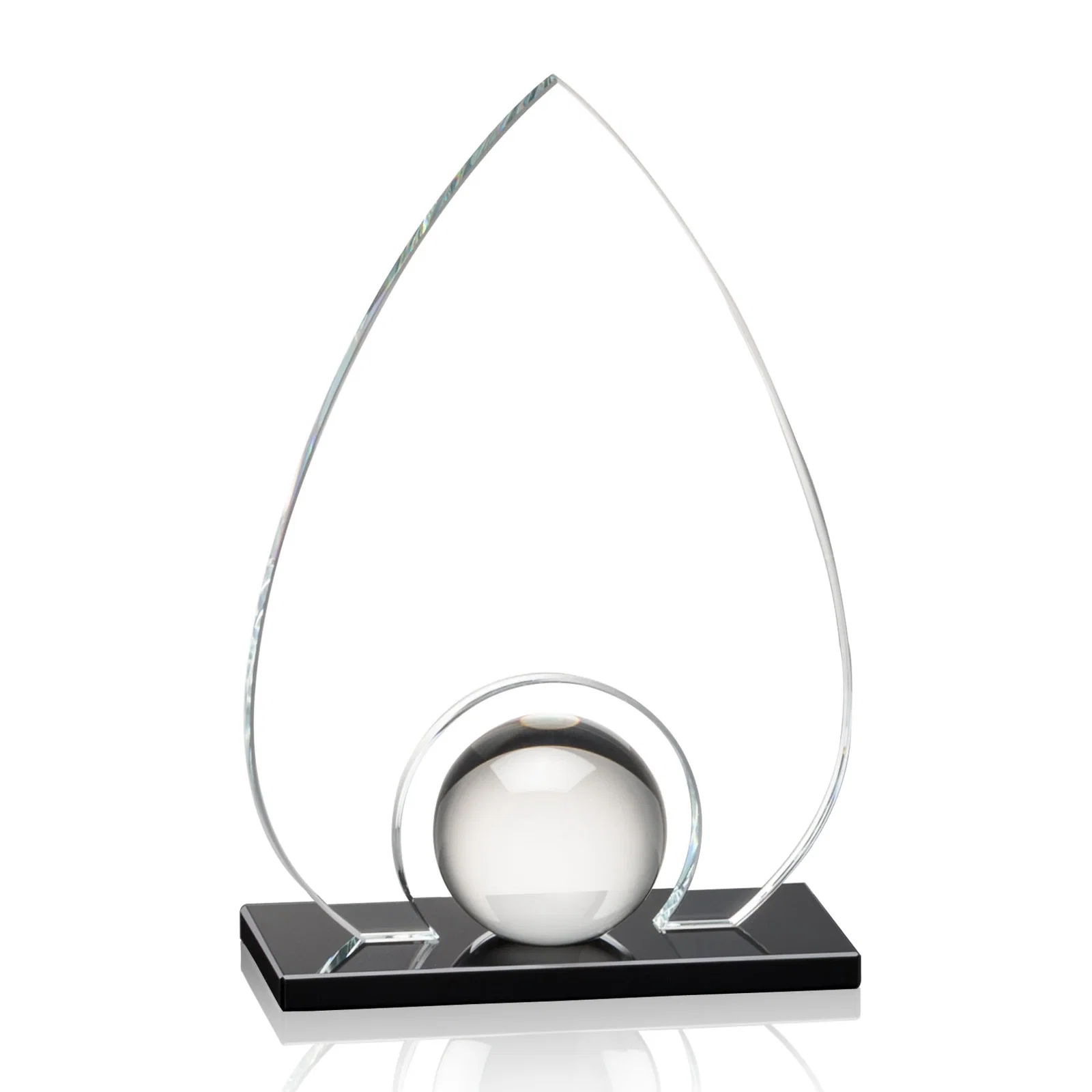 Personalized Crystal Orb Teardrop Award Surrounded by Solid Starfire Crystal for service anniversary gifts