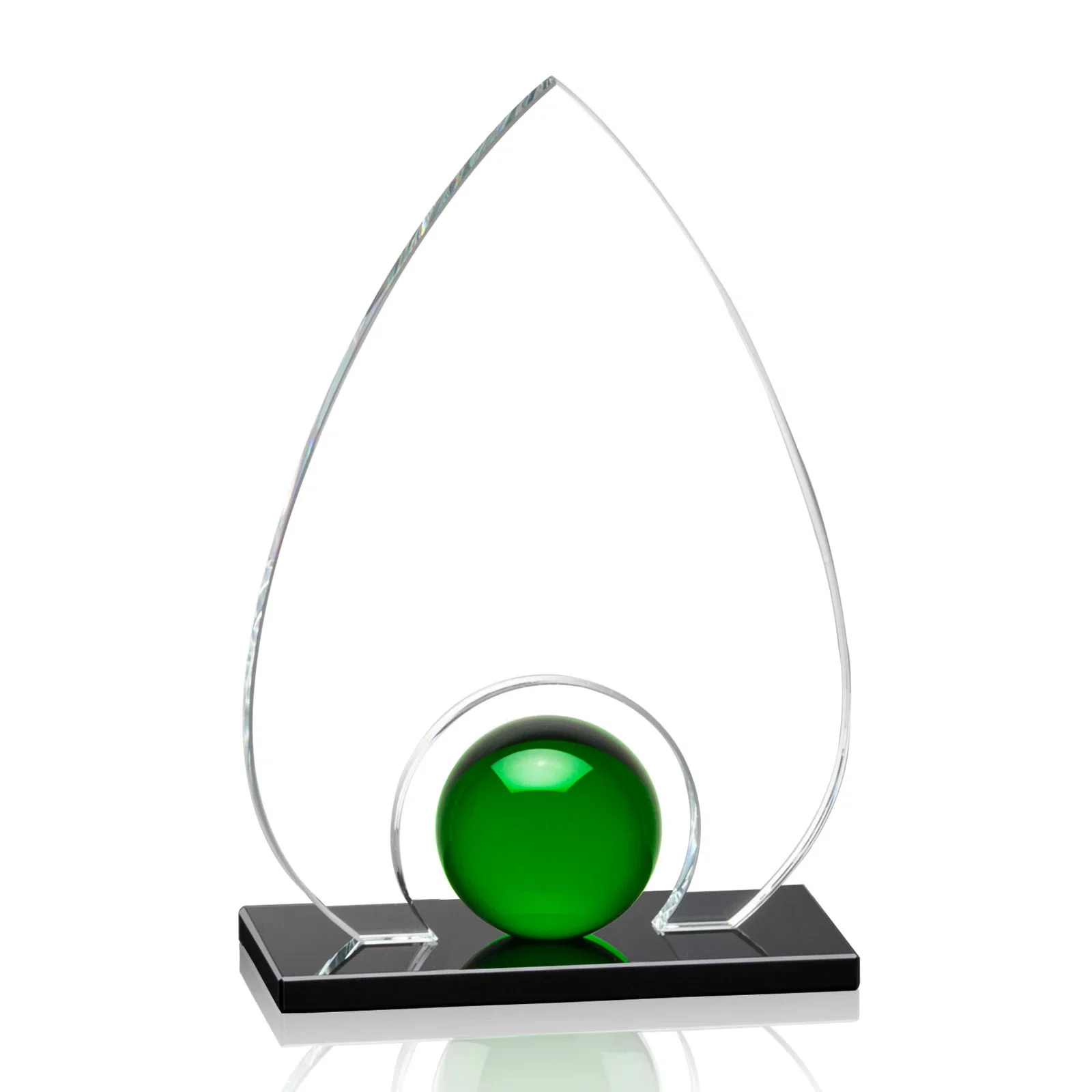 Personalized Crystal Orb Teardrop Award Surrounded by Solid Starfire Crystal for team milestone celebrations