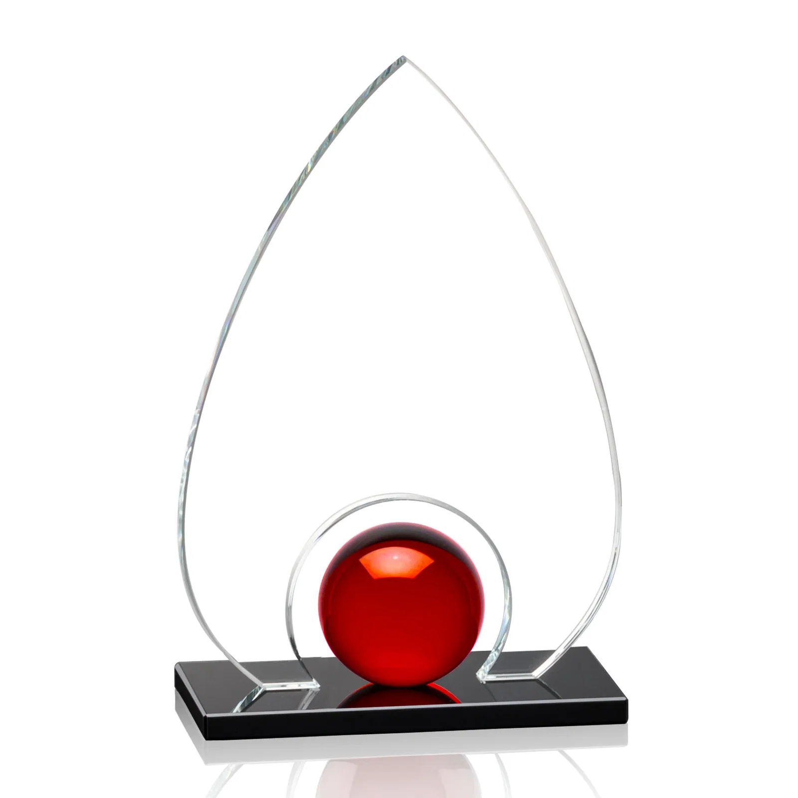 Personalized Crystal Orb Teardrop Award Surrounded by Solid Starfire Crystal for donor appreciation