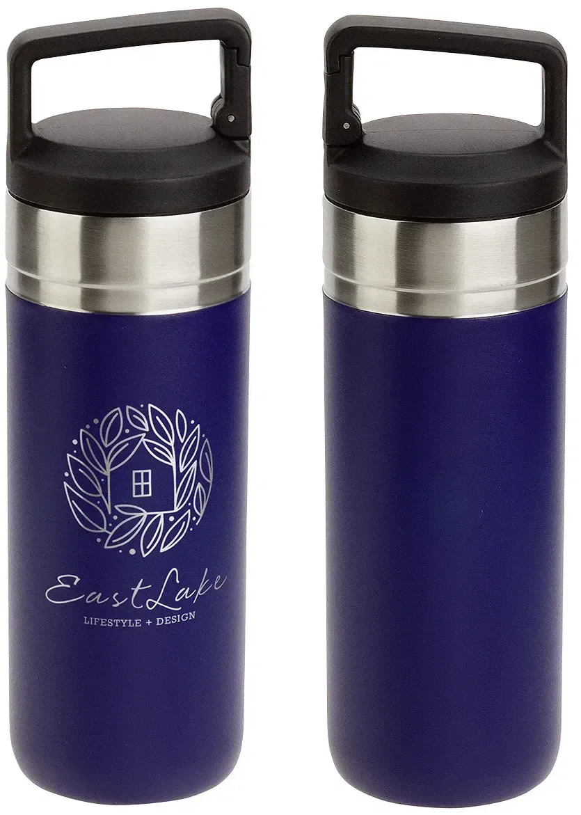 Custom logo Dante 20 oz insulated bottle, wide-mouth cap close-up