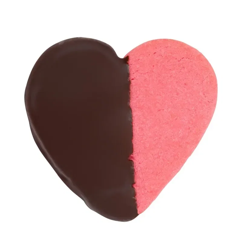 Dark Chocolate Dipped Strawberry Heart Cookie — view 2