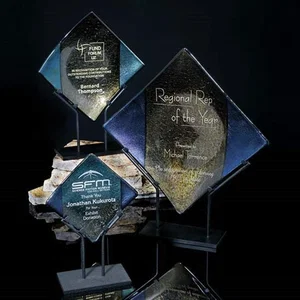 Glass Diamond Award, Artist-Signed Layered Metallic Design