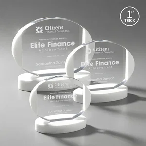 Optical Crystal Oval Award with White Crystal Edging