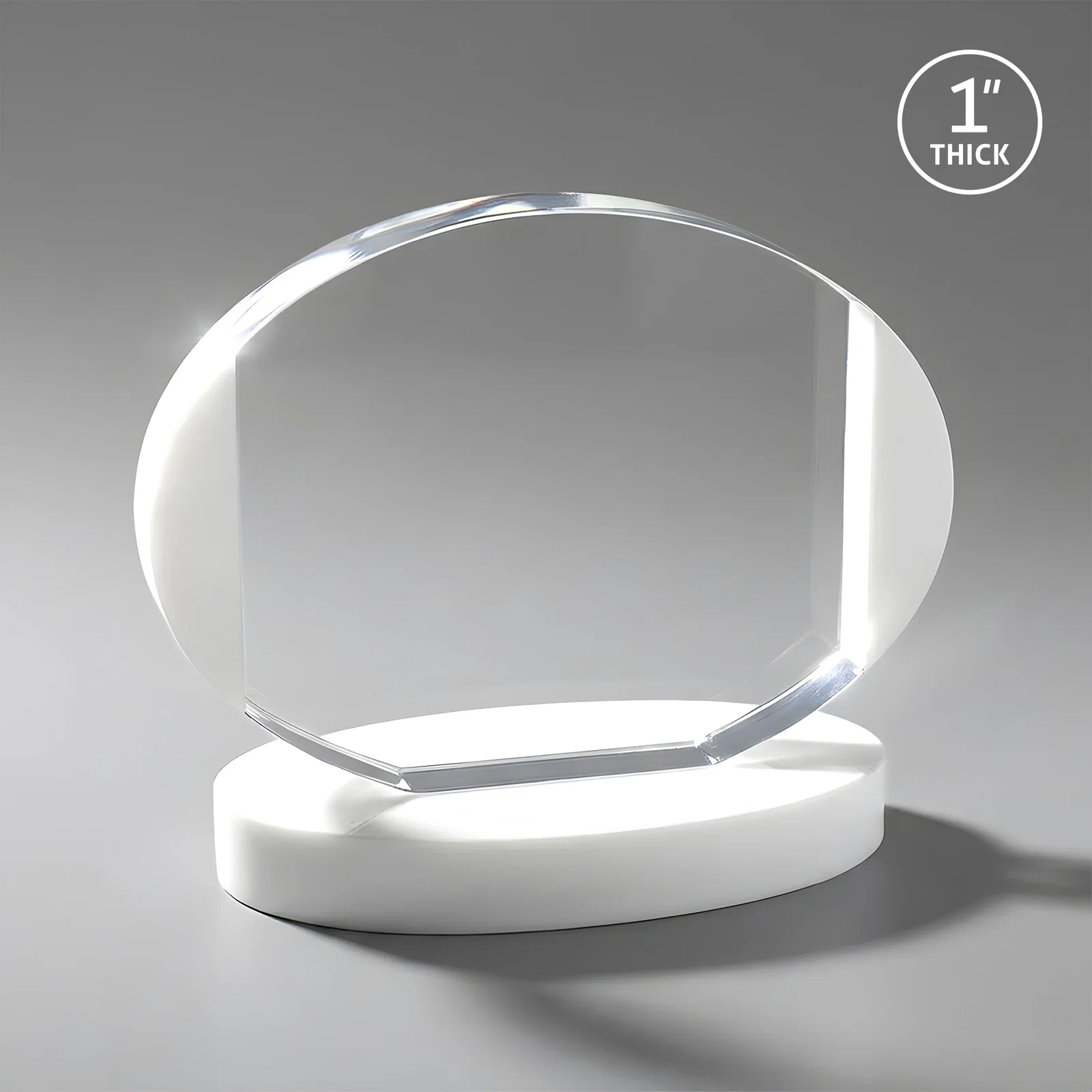 Custom Optical Crystal Oval Award with White Crystal Edging, awards for company anniversary events