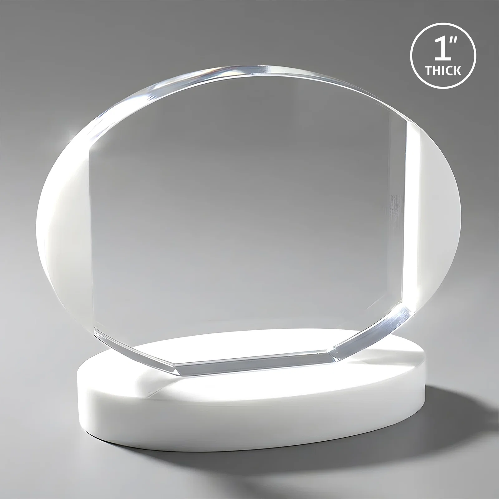 Personalized Optical Crystal Oval Award with White Crystal Edging, awards for employee recognition