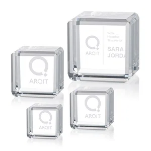 Double-Beveled Crystal Cube Award, 1.5"-3.125" in 4 Sizes