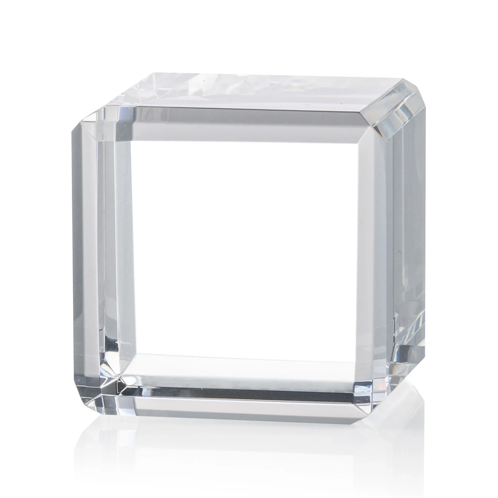 Personalized Double-Beveled Crystal Cube Award, 1.5"-3.125" in 4 Sizes, client appreciation gift for donor appreciation