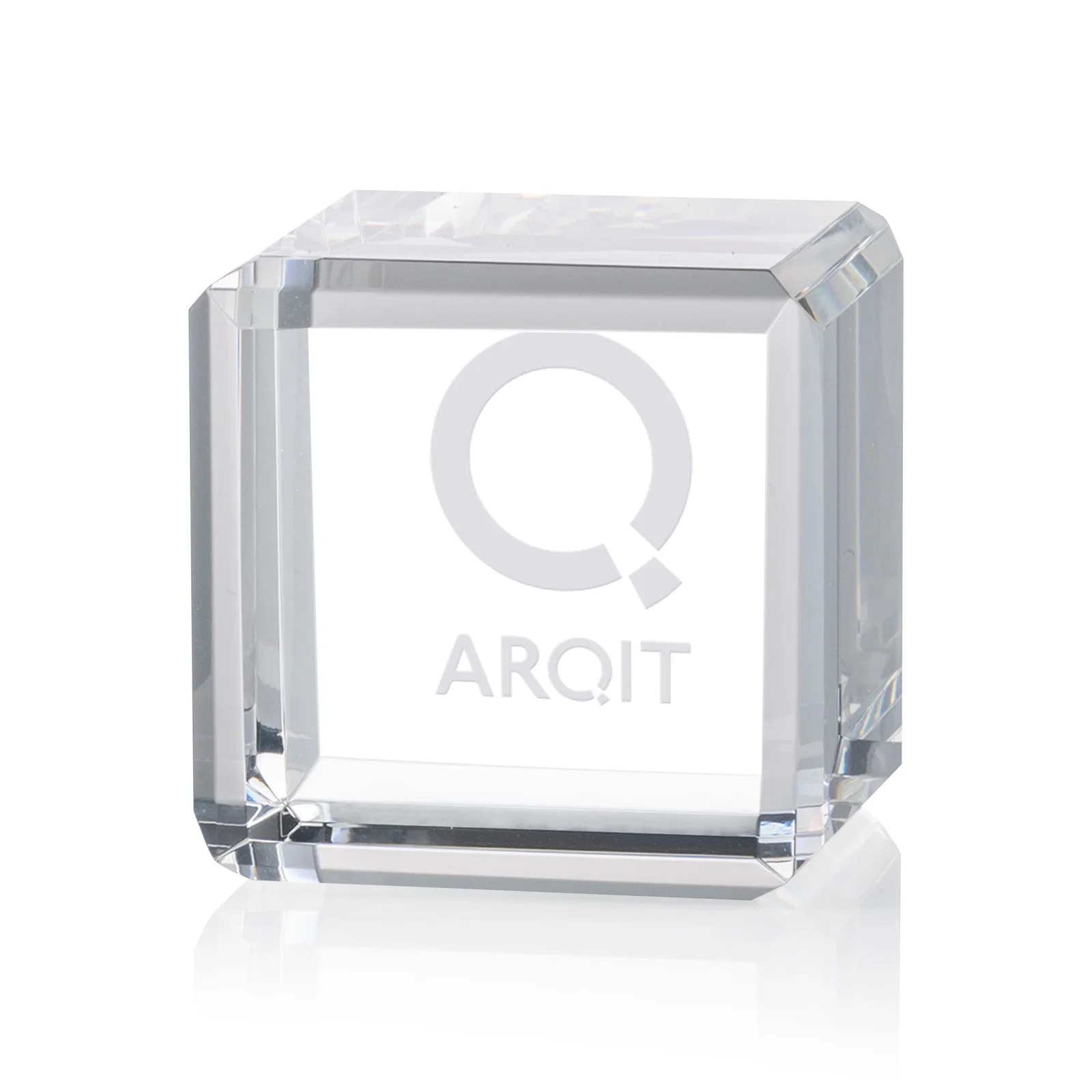 Custom Double-Beveled Crystal Cube Award, 1.5"-3.125" in 4 Sizes, client appreciation gift for service anniversary gifts