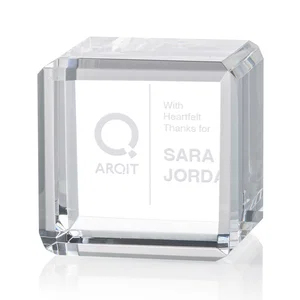 Double-Beveled Crystal Cube Award, 1.5"-3.125" in 4 Sizes