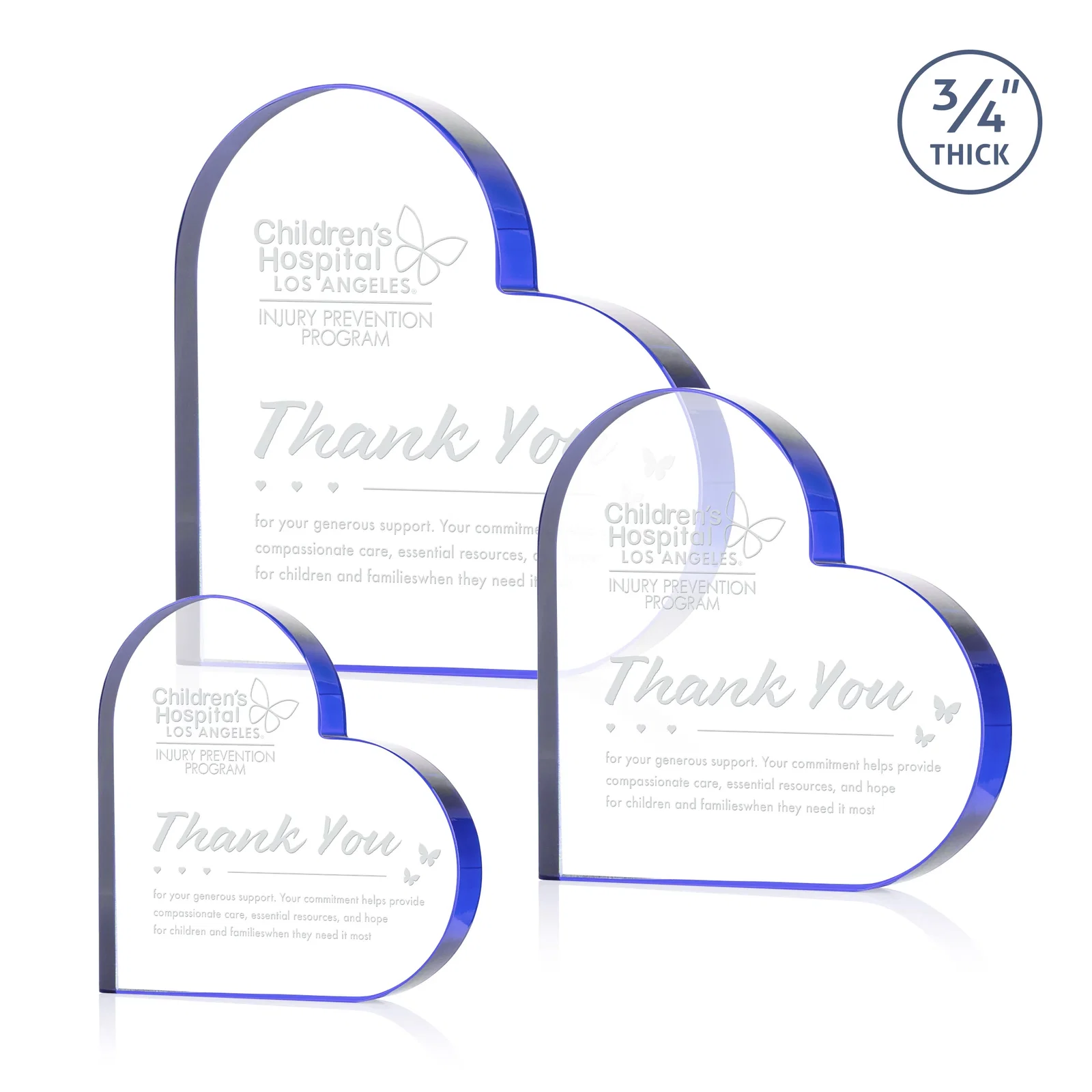 Personalized Starfire Crystal Heart Award With Colored Edge Accents, desk awards for retirement presentations