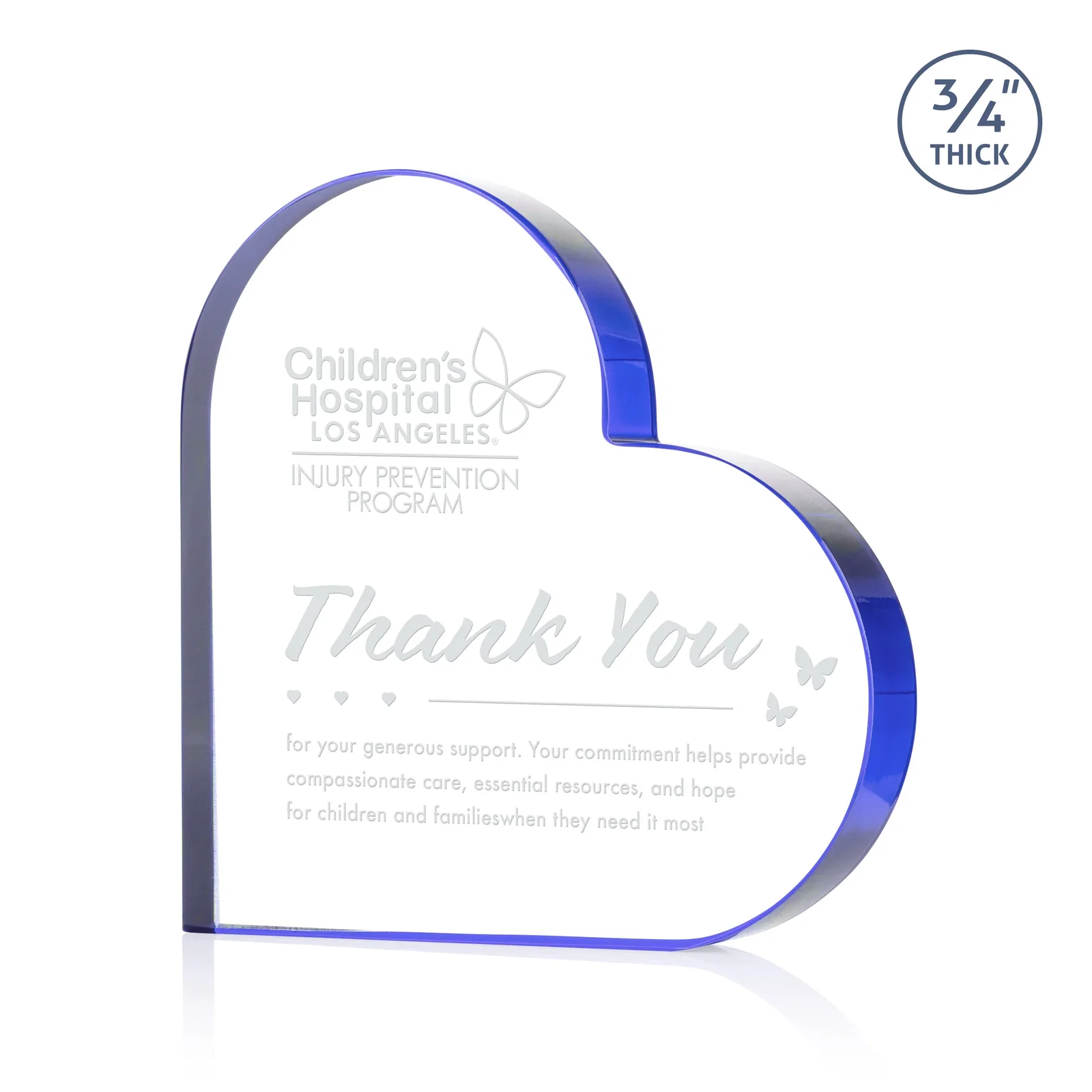 Personalized Starfire Crystal Heart Award With Colored Edge Accents, desk awards for graduation ceremonies