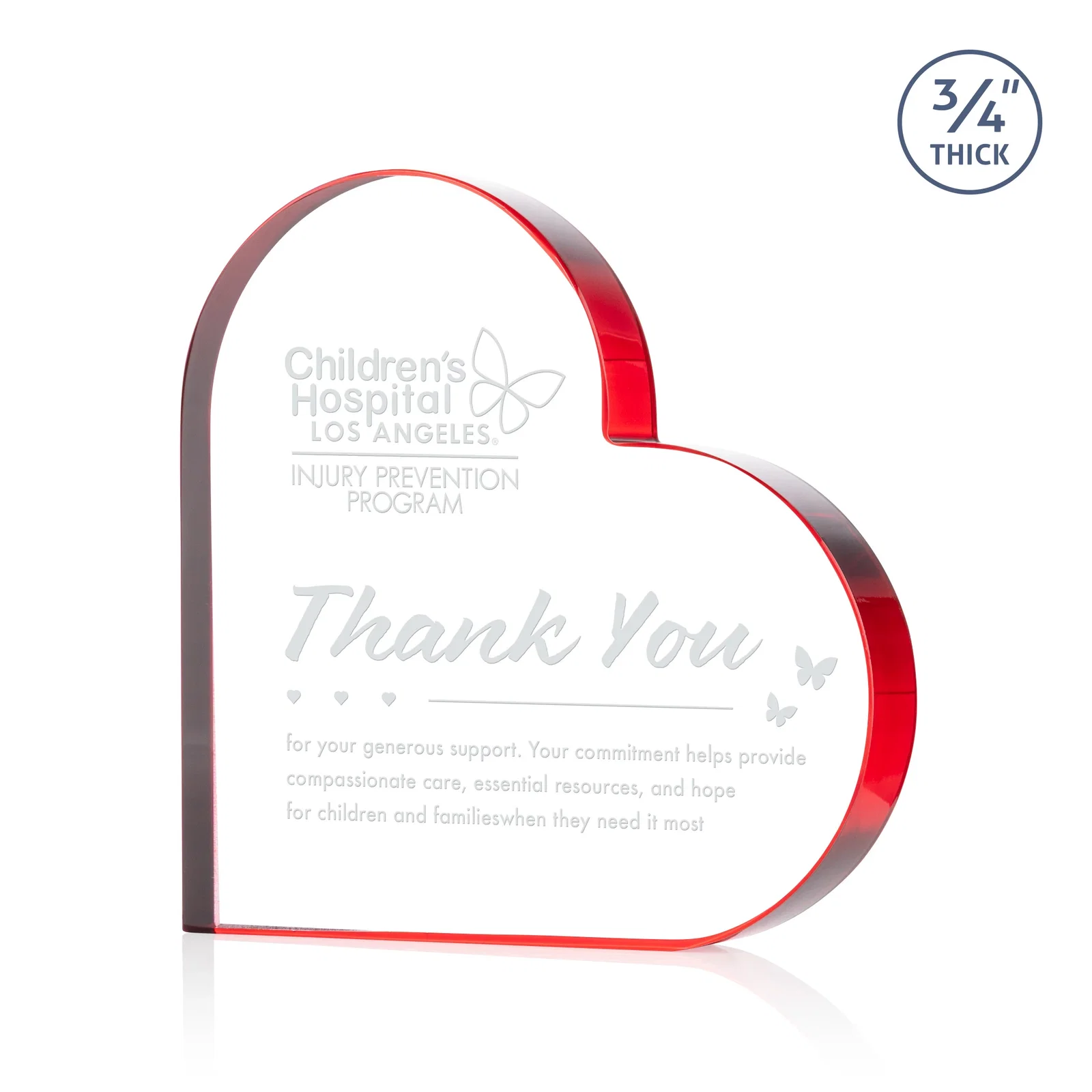 Promotional Starfire Crystal Heart Award With Colored Edge Accents, desk awards for employee recognition