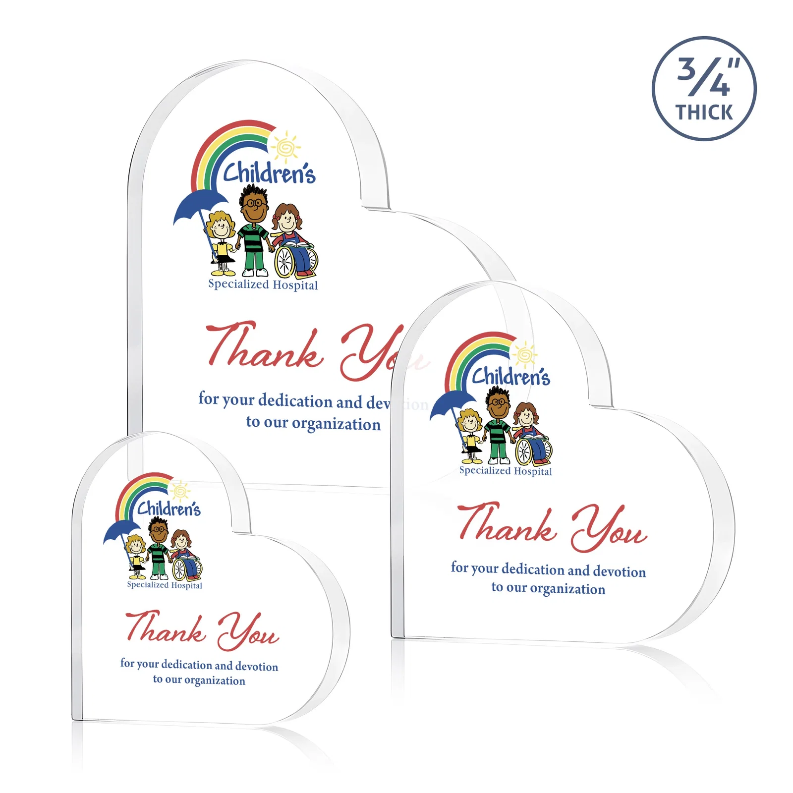Promotional Starfire Crystal Heart Award With Colored Edge Accents, desk awards for service anniversary gifts