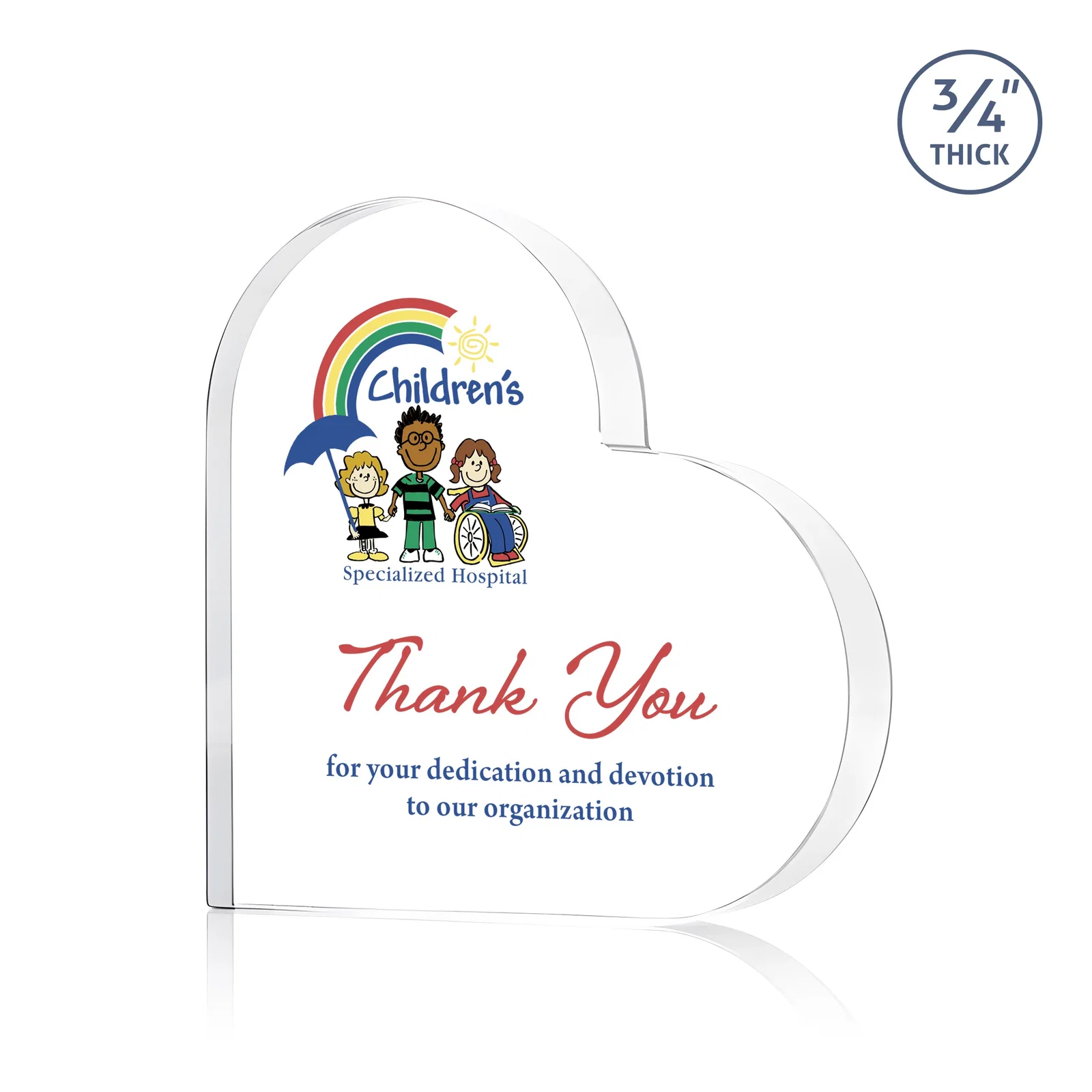 Promotional Starfire Crystal Heart Award With Colored Edge Accents, desk awards for retirement presentations