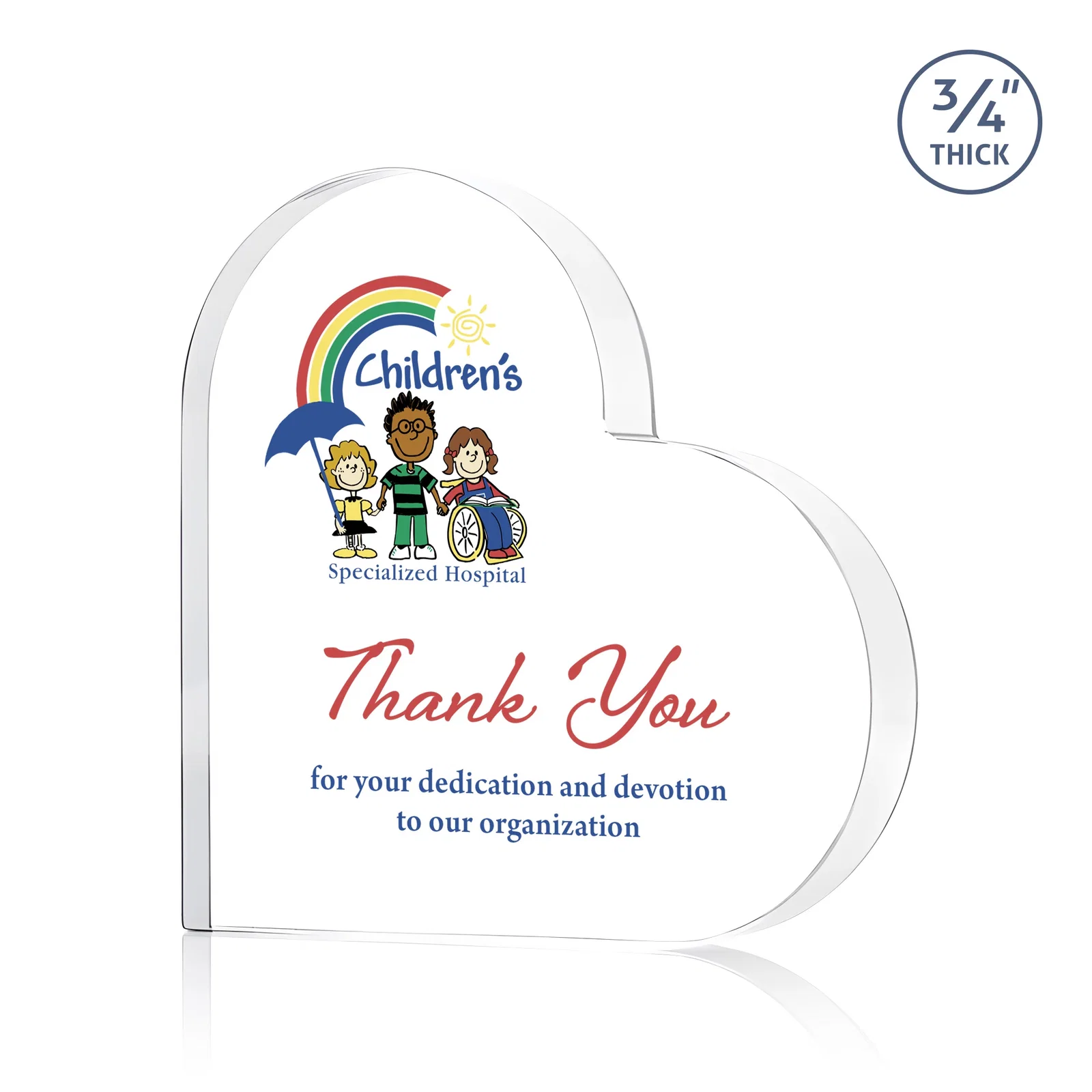 Promotional Starfire Crystal Heart Award With Colored Edge Accents, desk awards for team milestone celebrations