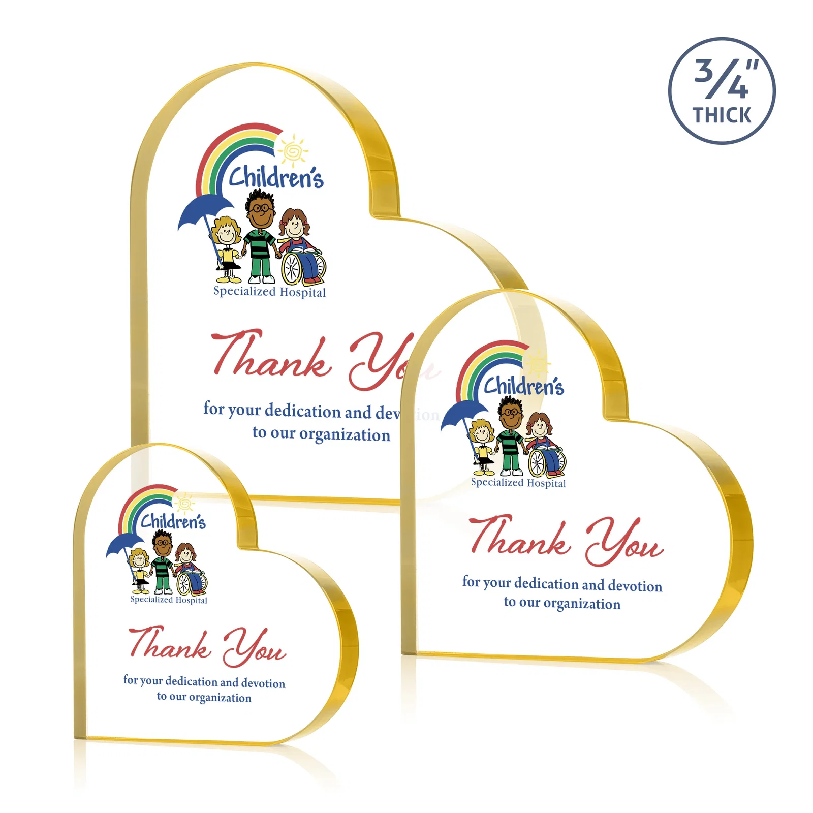 Promotional Starfire Crystal Heart Award With Colored Edge Accents, desk awards for graduation ceremonies