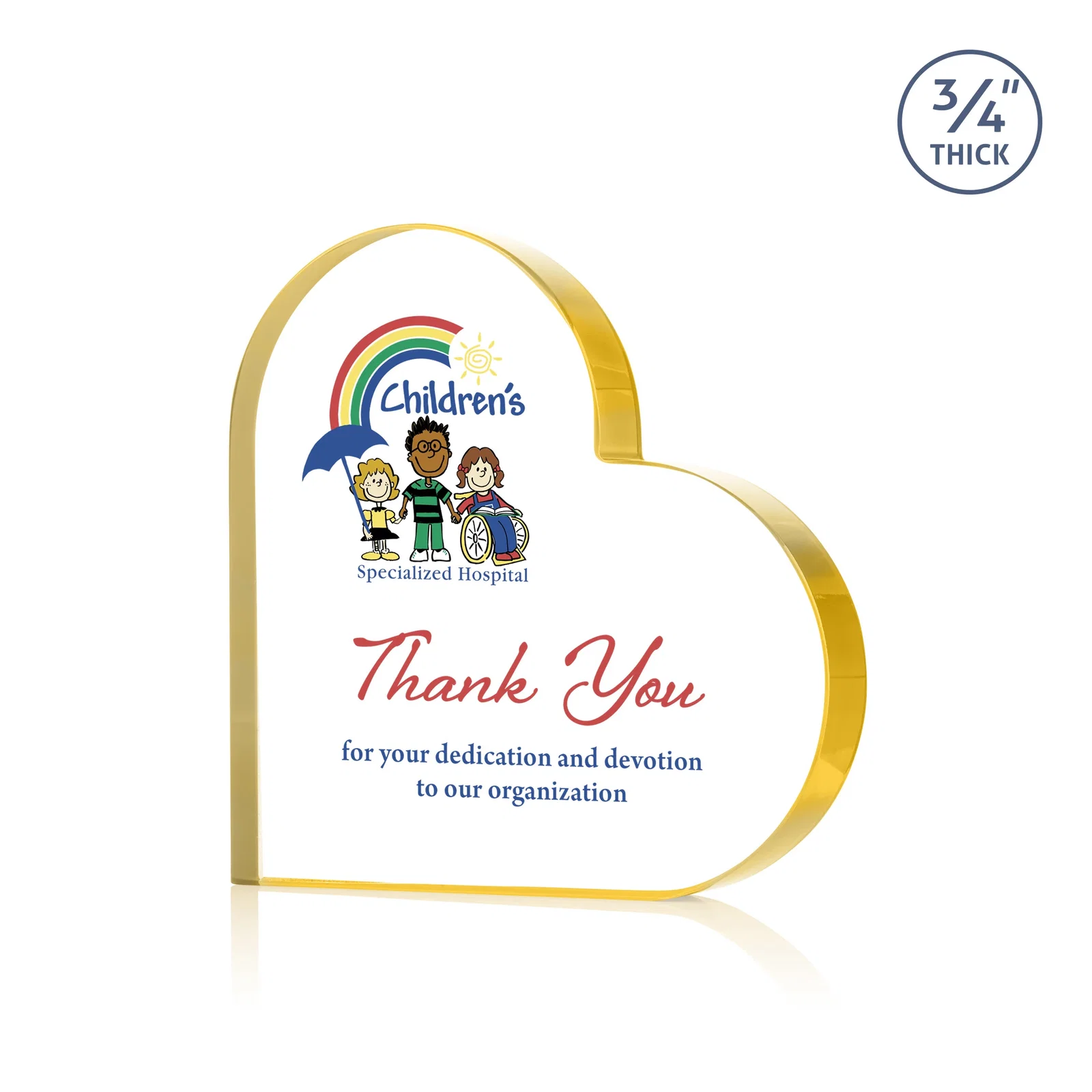 Promotional Starfire Crystal Heart Award With Colored Edge Accents, desk awards for safety achievement programs