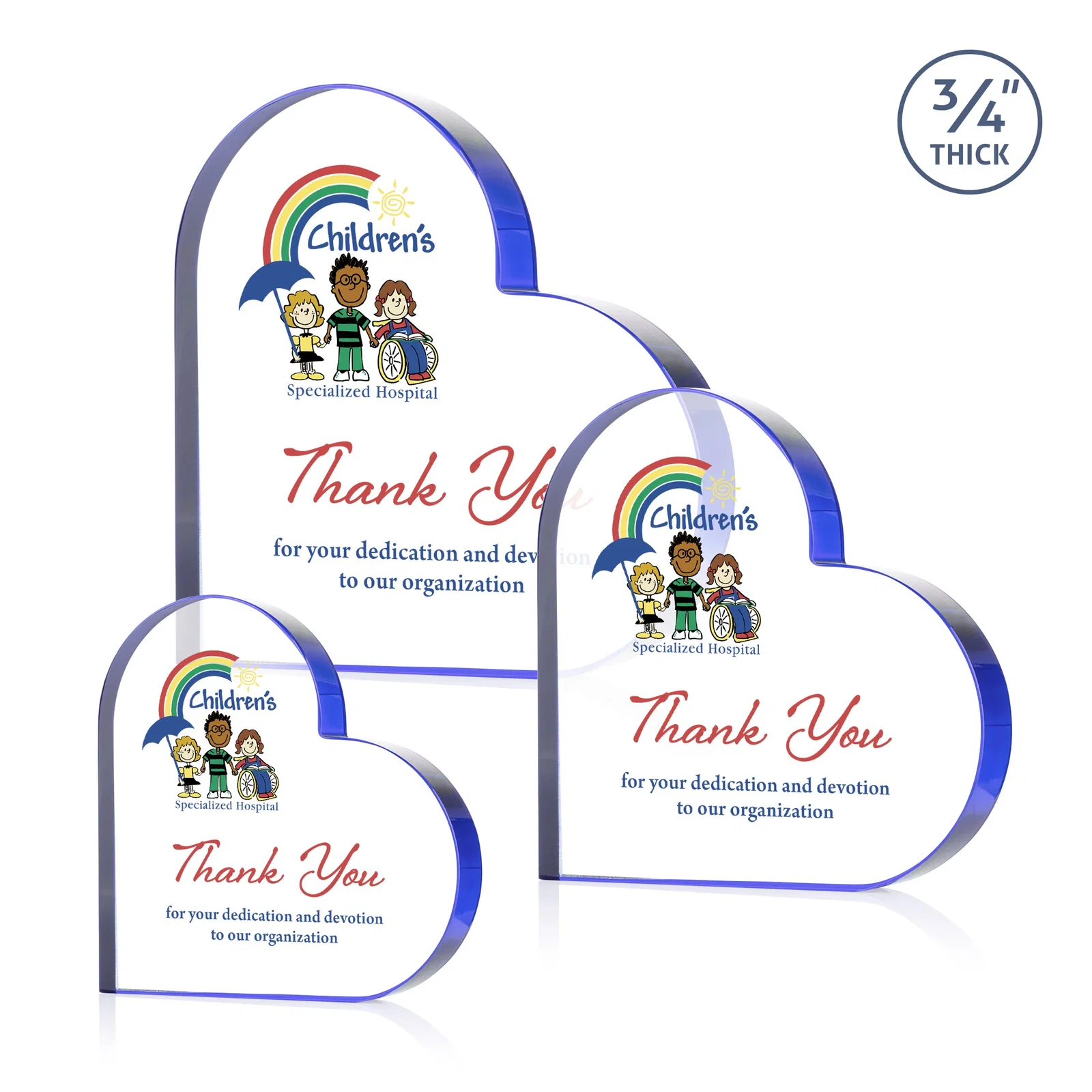 Branded Starfire Crystal Heart Award With Colored Edge Accents, desk awards for team milestone celebrations