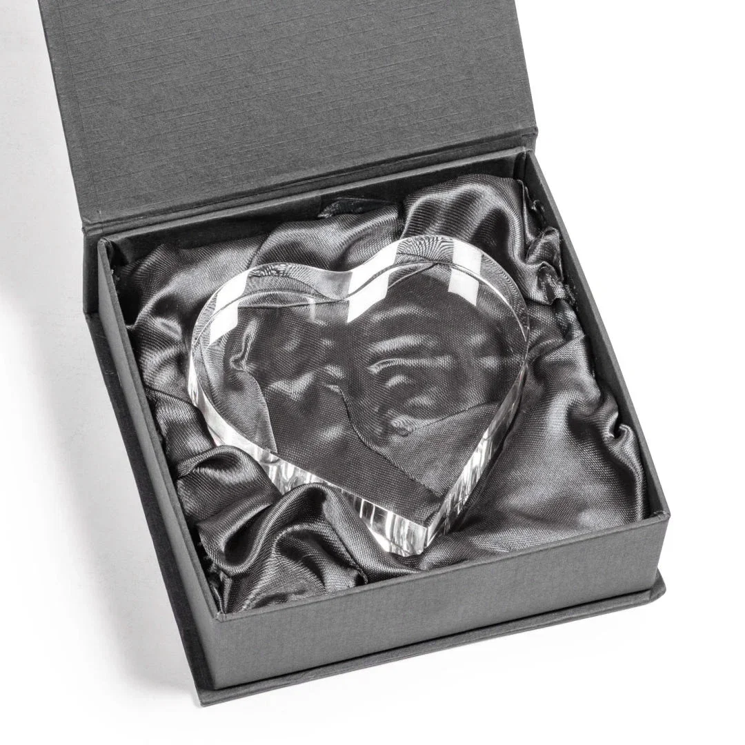 Custom Starfire Crystal Heart Award With Colored Edge Accents, desk awards for retirement presentations