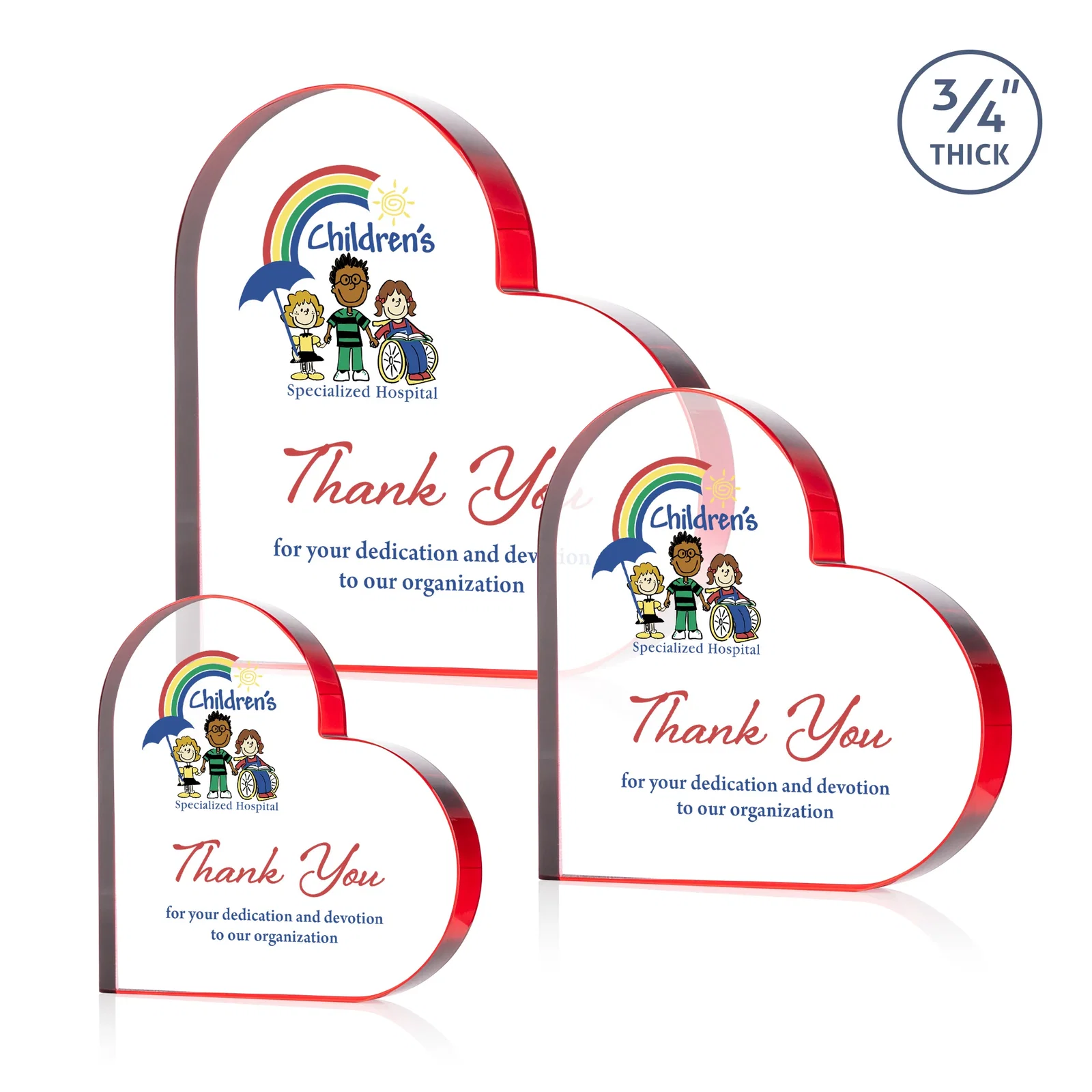 Branded Starfire Crystal Heart Award With Colored Edge Accents, desk awards for dealer and partner awards