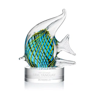 Frosted Hand-Blown Glass and Rosewood Fish Award