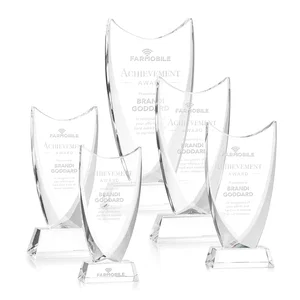 Optical Crystal Upright Award With Tapered Concave Top