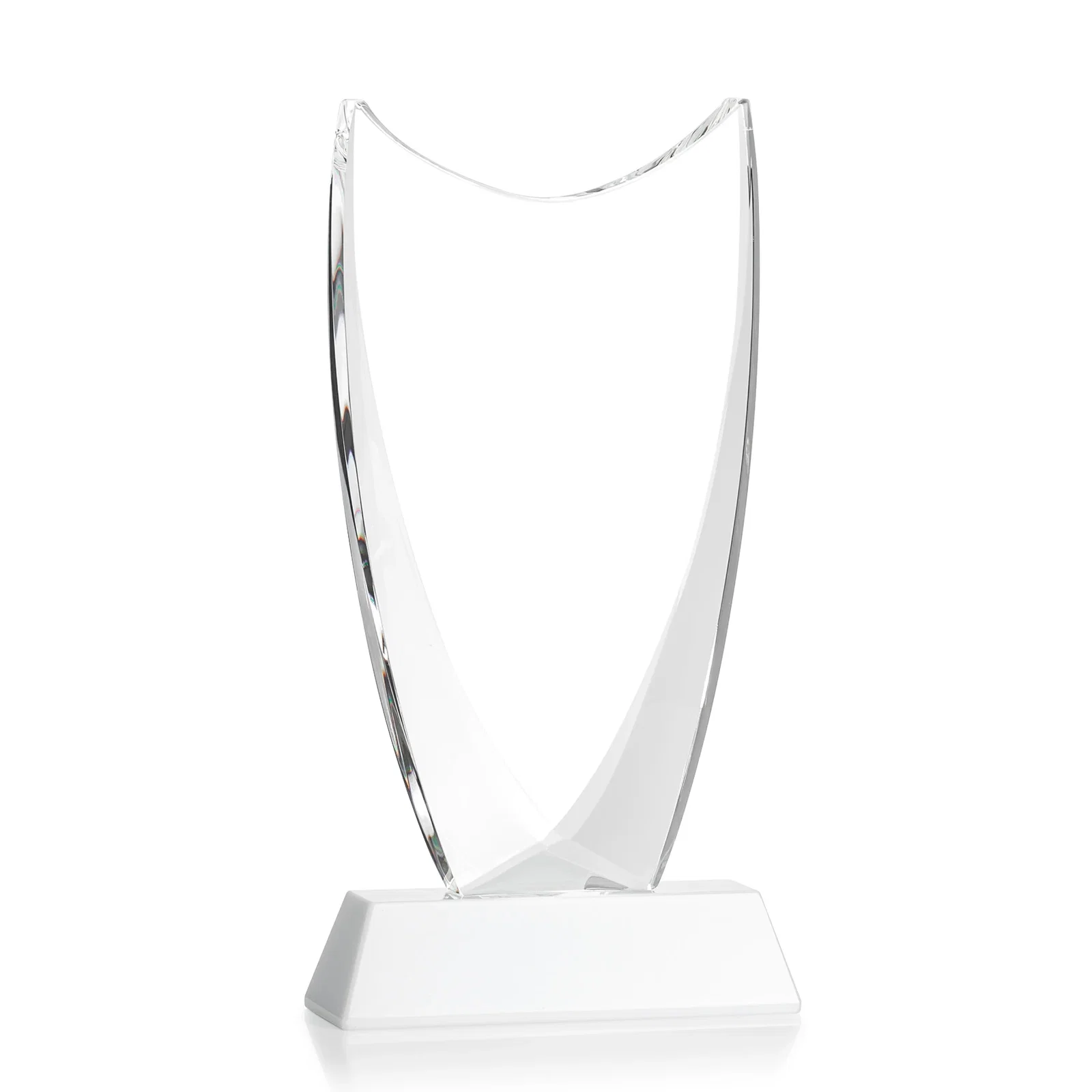 Personalized Optical Crystal Upright Award With Tapered Concave Top, awards, with your logo for sales achievement awards