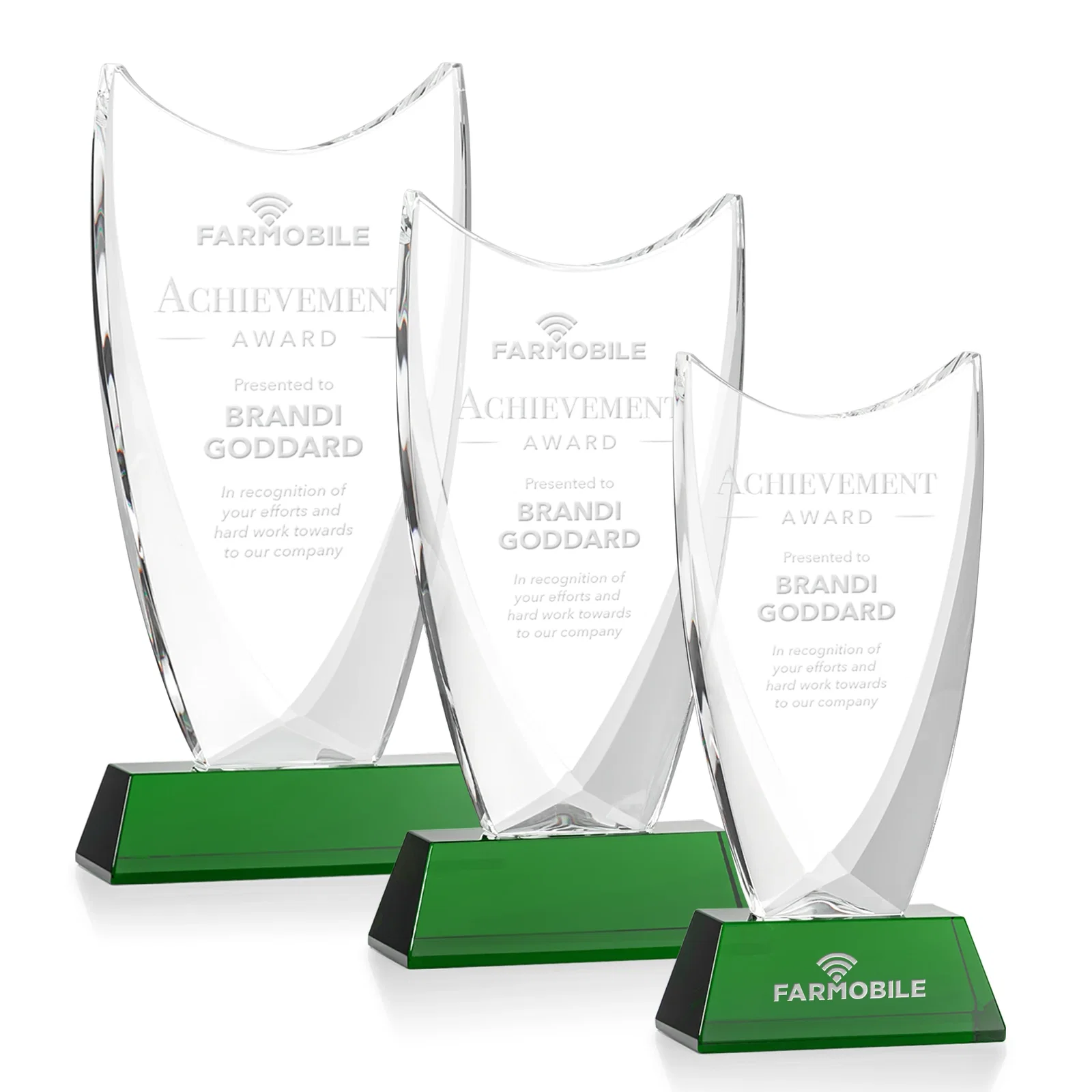 Custom Optical Crystal Upright Award With Tapered Concave Top, awards for dealer and partner awards