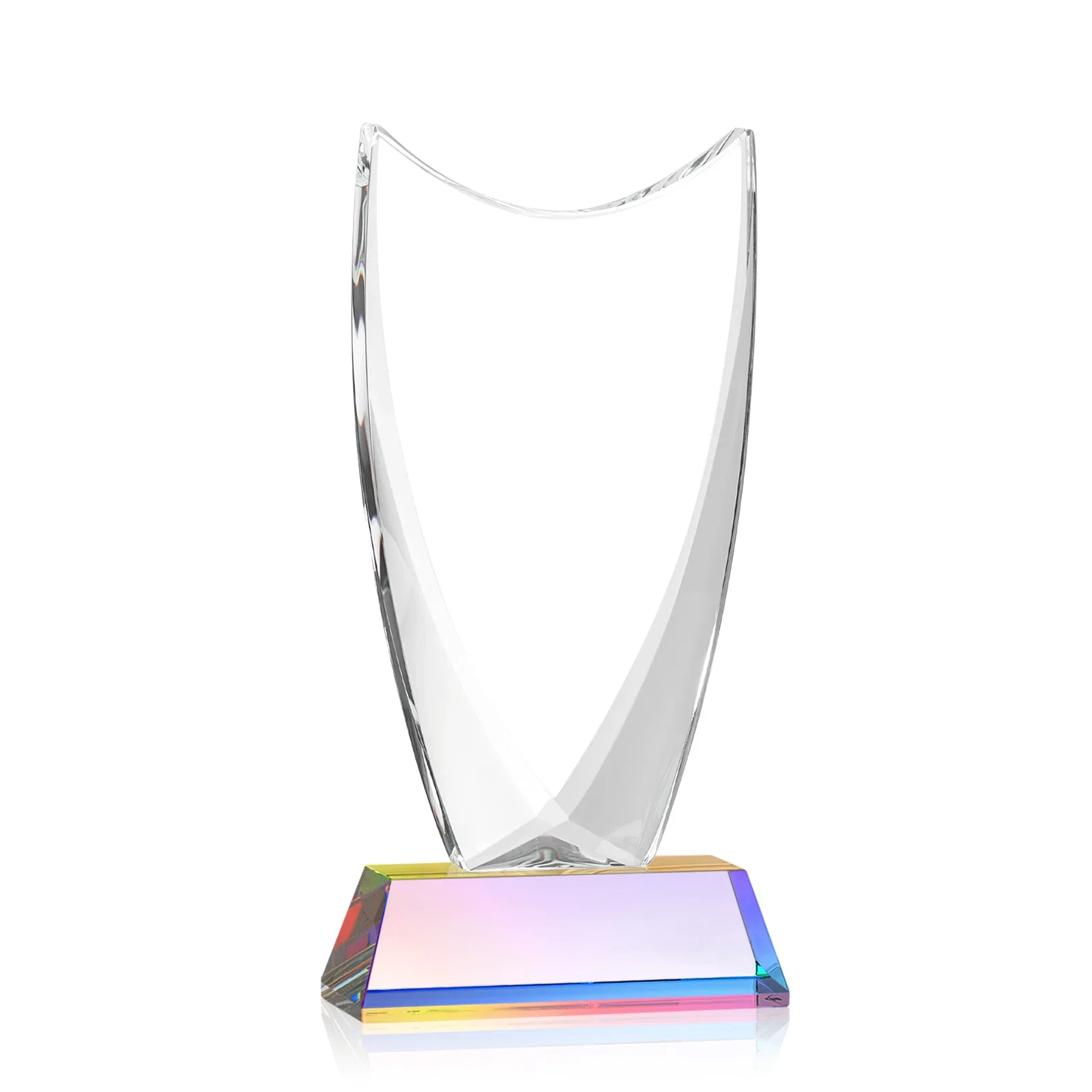 Personalized Optical Crystal Upright Award With Tapered Concave Top, awards, with your logo for team milestone celebrations