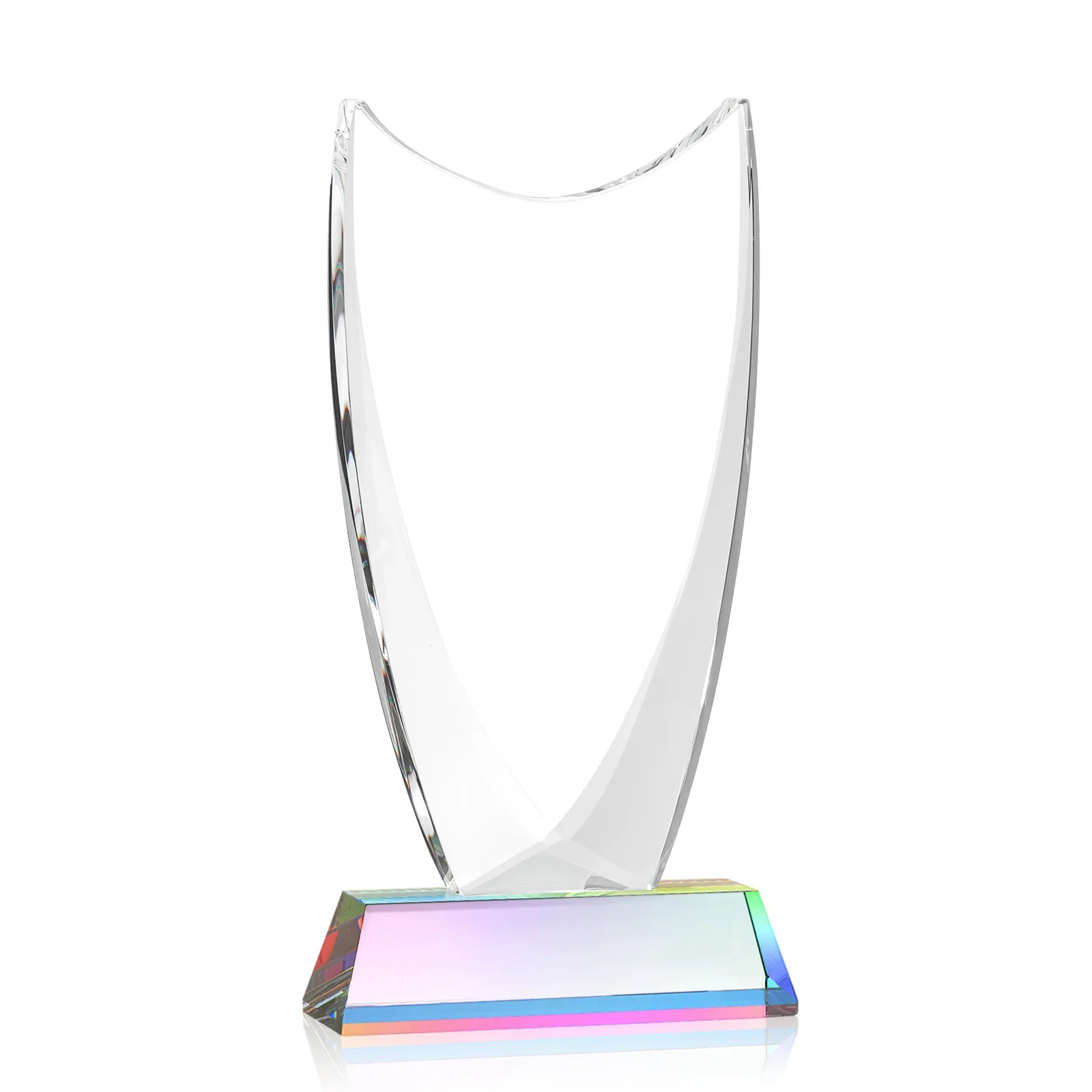 Personalized Optical Crystal Upright Award With Tapered Concave Top, awards, with your logo for donor appreciation