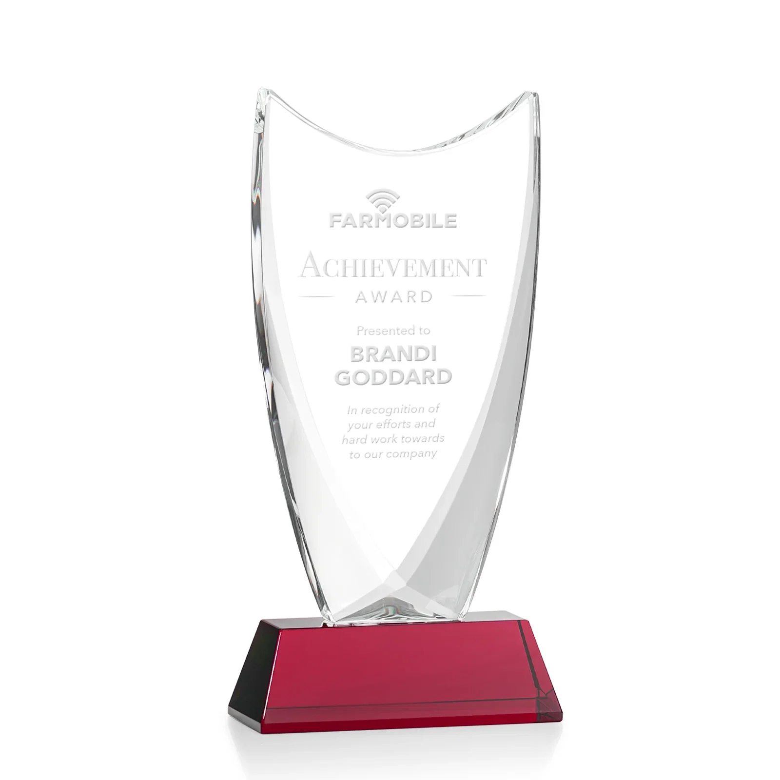 Promotional Optical Crystal Upright Award With Tapered Concave Top, awards for employee recognition