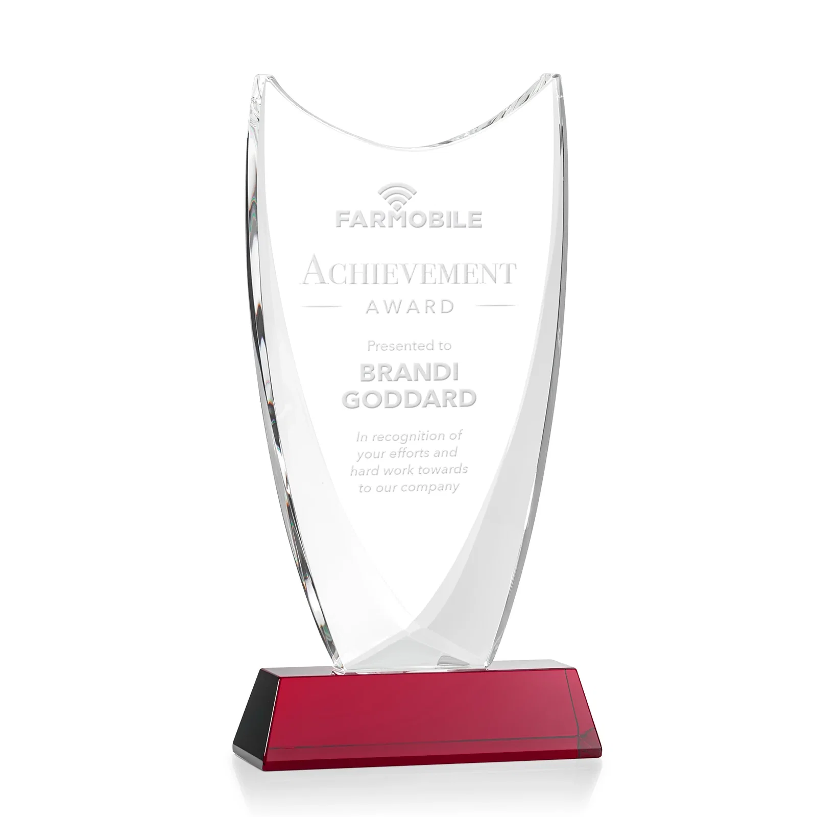 Promotional Optical Crystal Upright Award With Tapered Concave Top, awards for corporate award ceremonies
