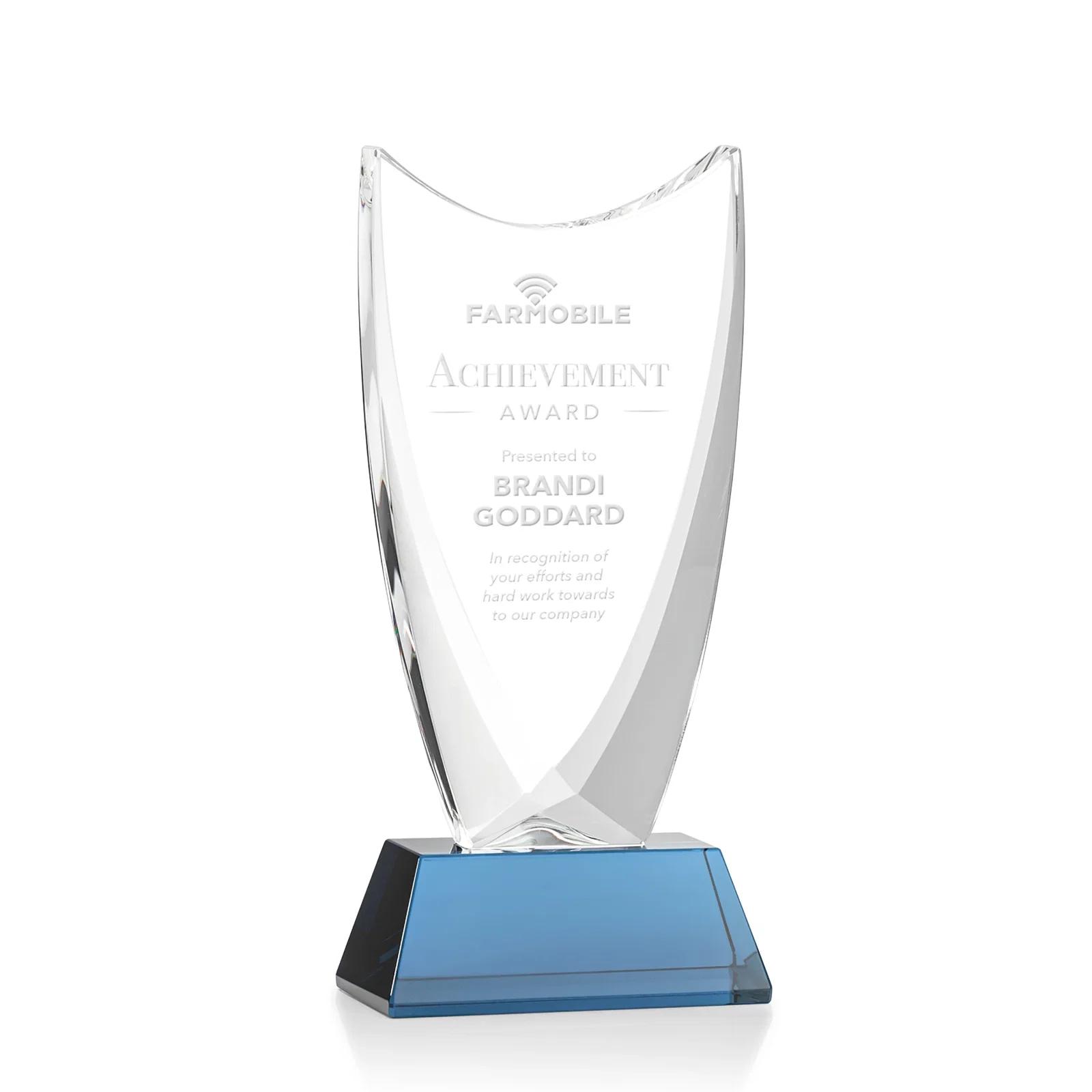 Promotional Optical Crystal Upright Award With Tapered Concave Top, awards for sales achievement awards