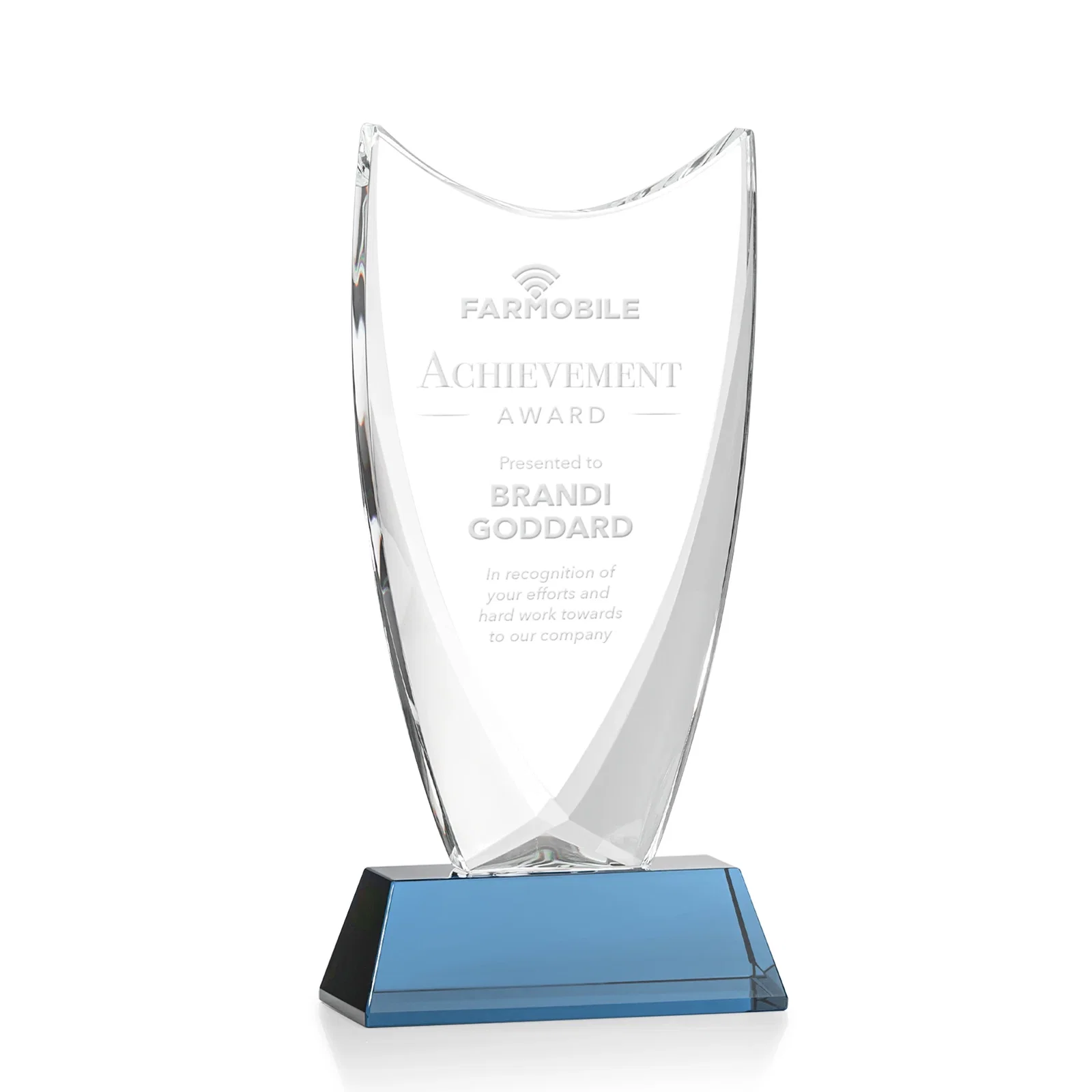 Promotional Optical Crystal Upright Award With Tapered Concave Top, awards for retirement presentations