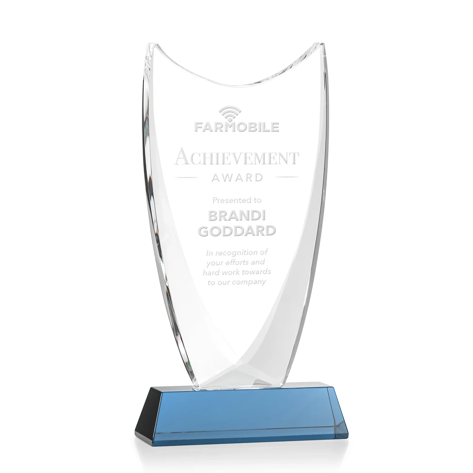 Promotional Optical Crystal Upright Award With Tapered Concave Top, awards for team milestone celebrations