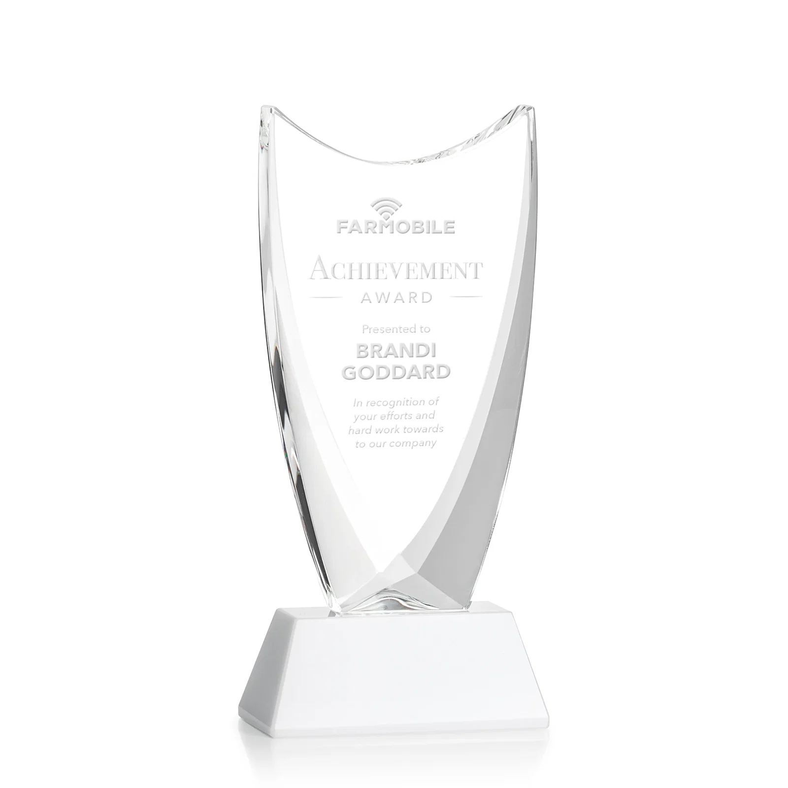 Promotional Optical Crystal Upright Award With Tapered Concave Top, awards for graduation ceremonies