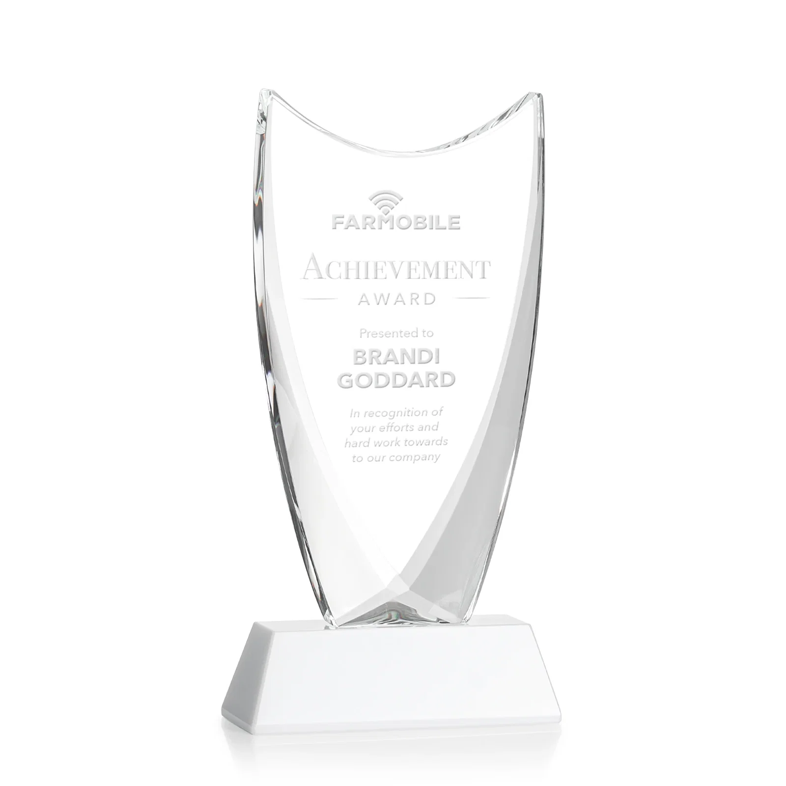 Promotional Optical Crystal Upright Award With Tapered Concave Top, awards for safety achievement programs