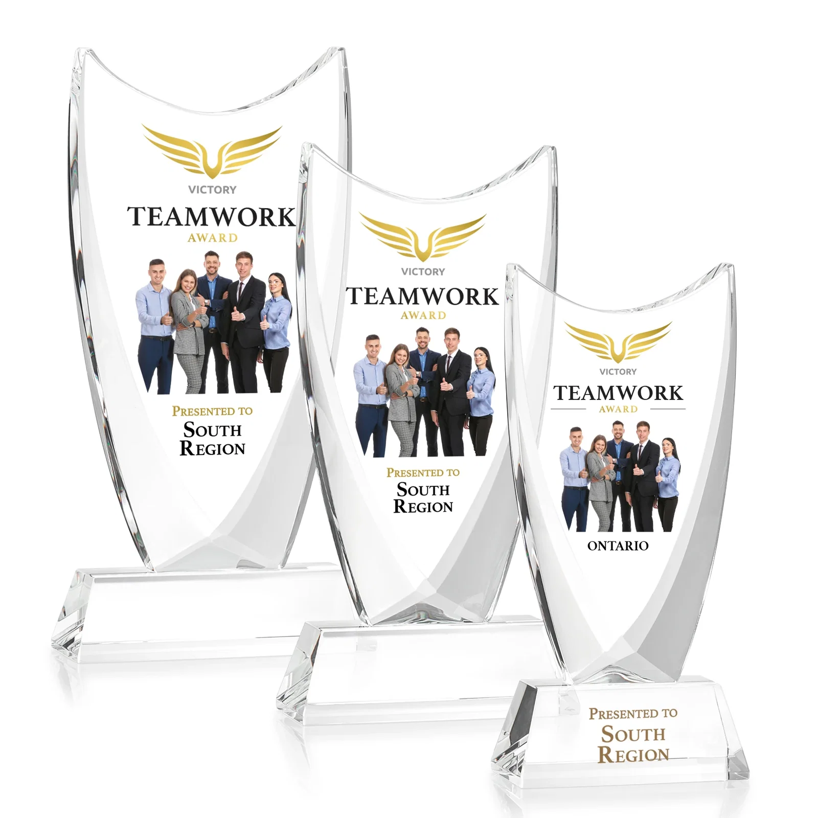 Promotional Optical Crystal Upright Award With Tapered Concave Top, awards for dealer and partner awards