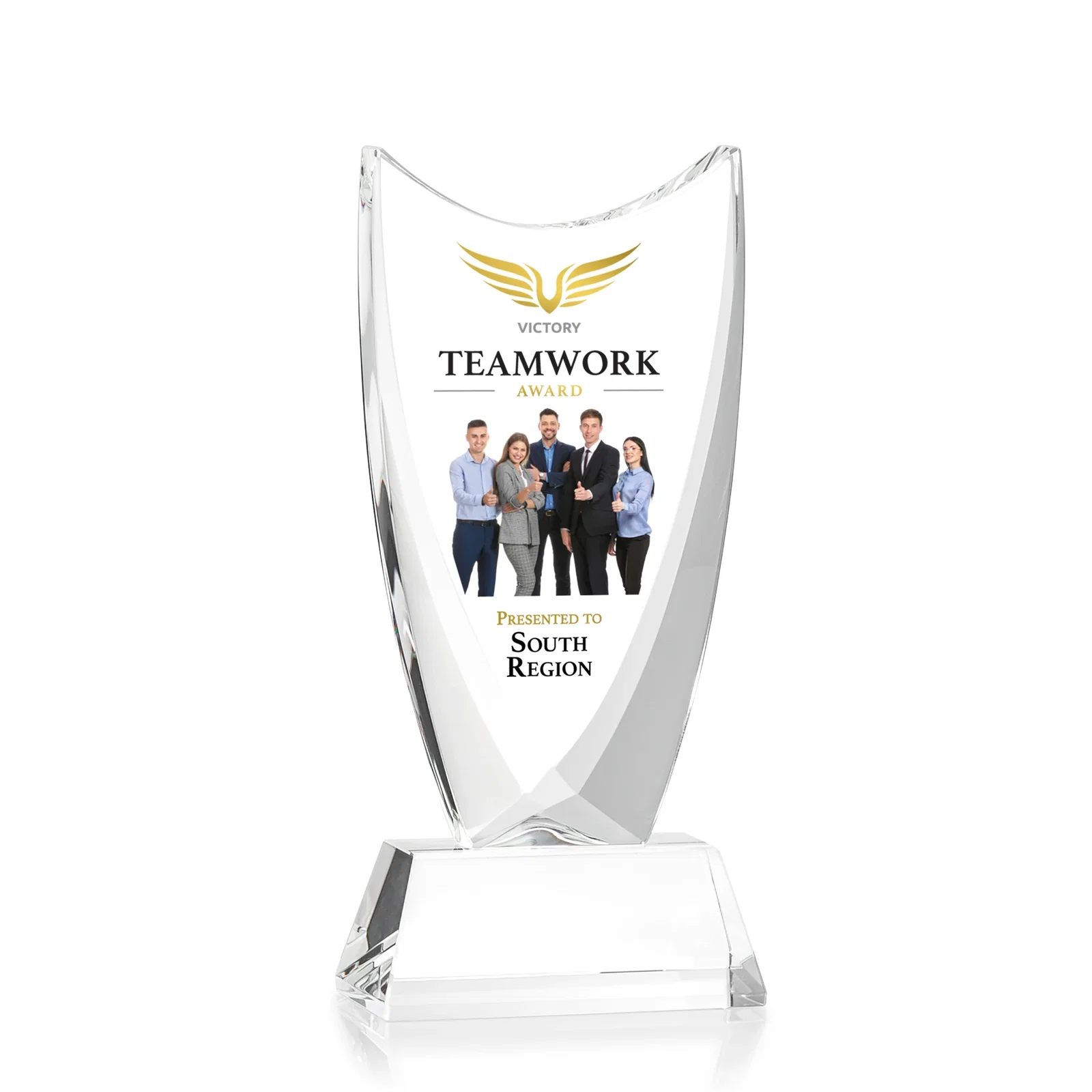 Promotional Optical Crystal Upright Award With Tapered Concave Top, awards for company anniversary events