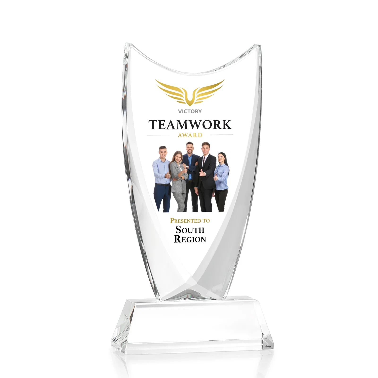 Branded Optical Crystal Upright Award With Tapered Concave Top, awards for employee recognition
