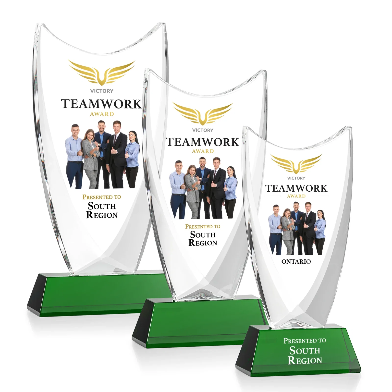 Branded Optical Crystal Upright Award With Tapered Concave Top, awards for donor appreciation