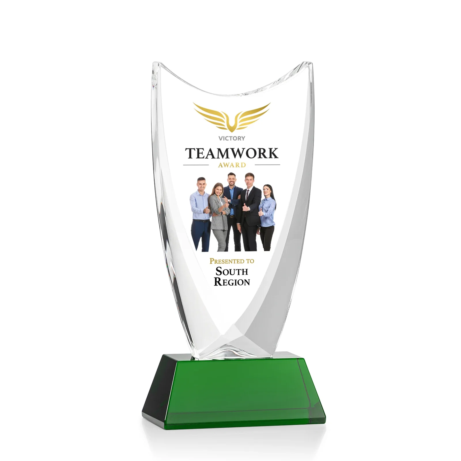 Branded Optical Crystal Upright Award With Tapered Concave Top, awards for graduation ceremonies