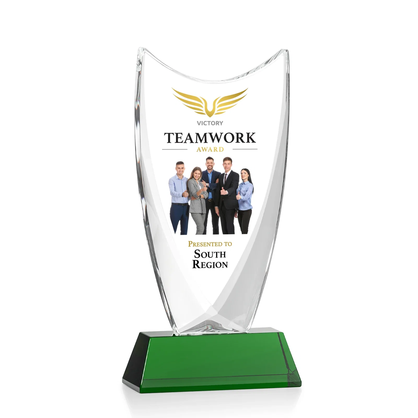 Branded Optical Crystal Upright Award With Tapered Concave Top, awards for safety achievement programs