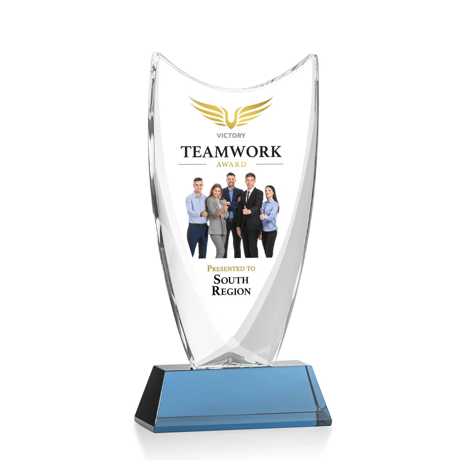 Customized Optical Crystal Upright Award With Tapered Concave Top, awards for employee recognition